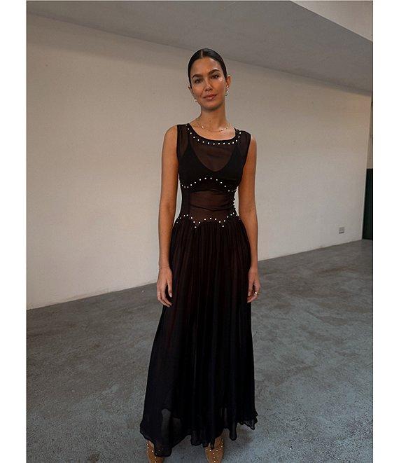 Never Fully Dressed Dasha Sheer Mesh Studded Round Neck Sleeveless Dress Product Image