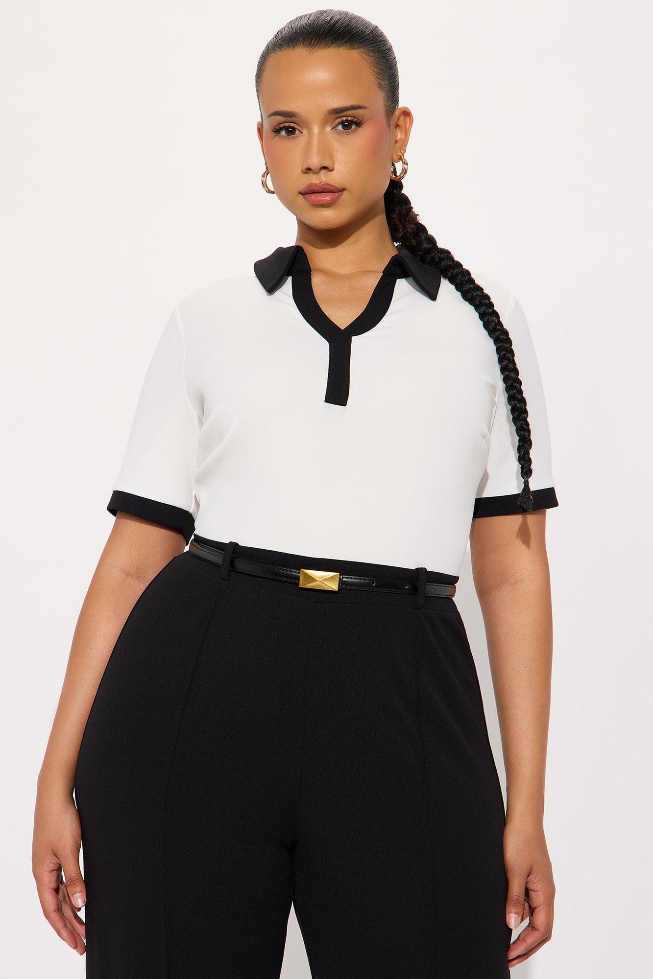 Angelique Belted Wide Leg Jumpsuit - White/Black Female Product Image