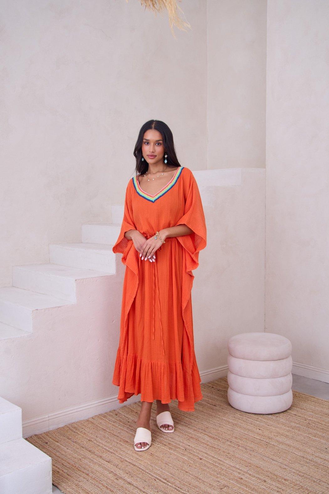 Crochet Rainbow Kaftan Maxi Product Image