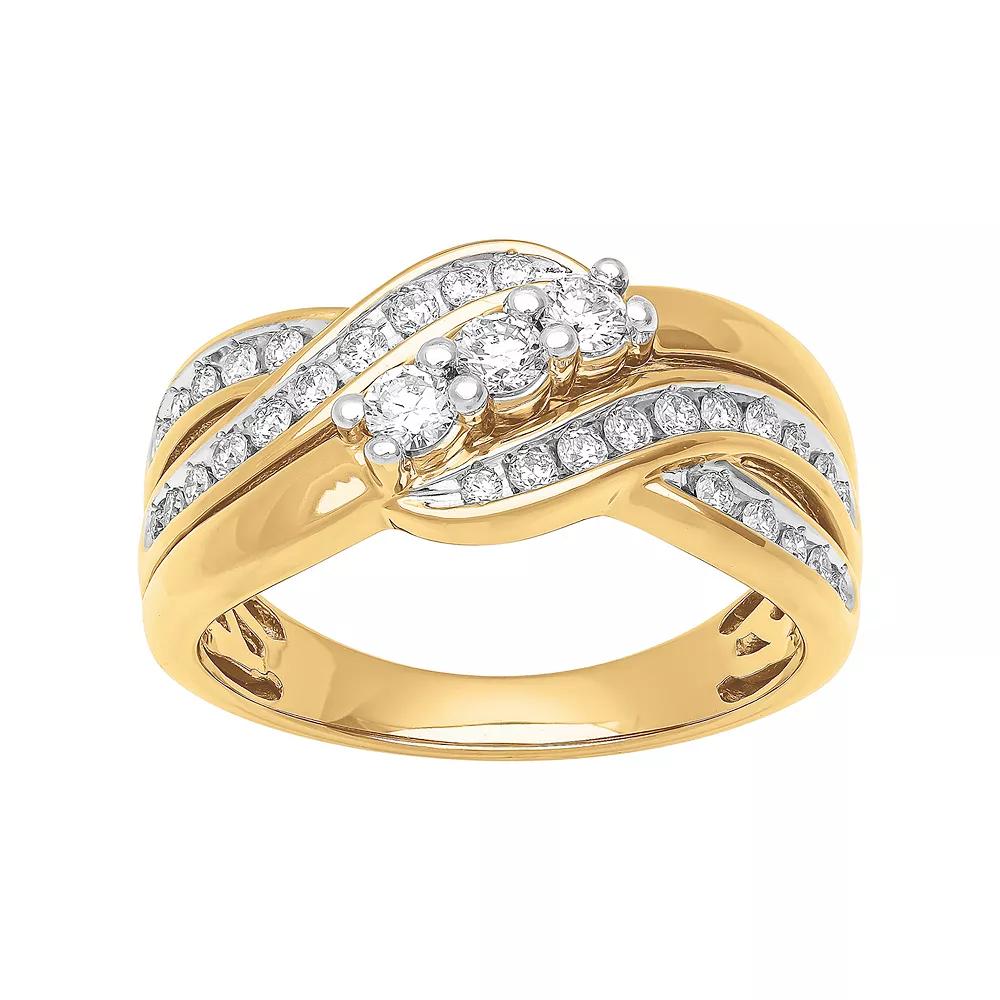 Love Always 18k Gold over Sterling Silver 1/2 Carat T.W. Lab-Grown Diamond Anniversary Band Ring, Women's, Size: 7, Gold Tone Product Image