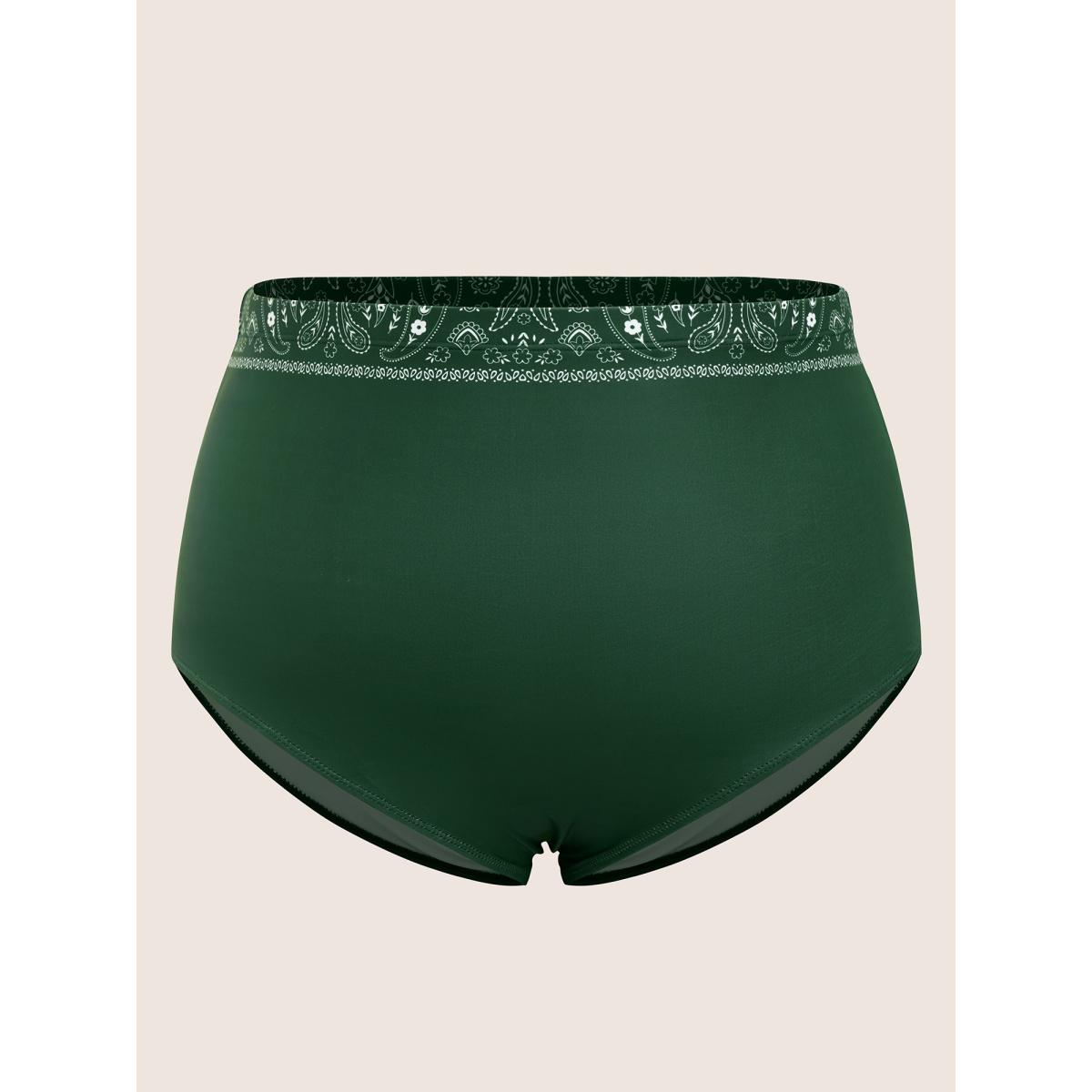 Plus Size Paisley Print Ruched Adjustable Straps Swim Dress Women's Swimwear ArmyGreen Beach Bodycon Heart neckline High stretch Curve Swim Dresses BloomChic 26/4X Product Image