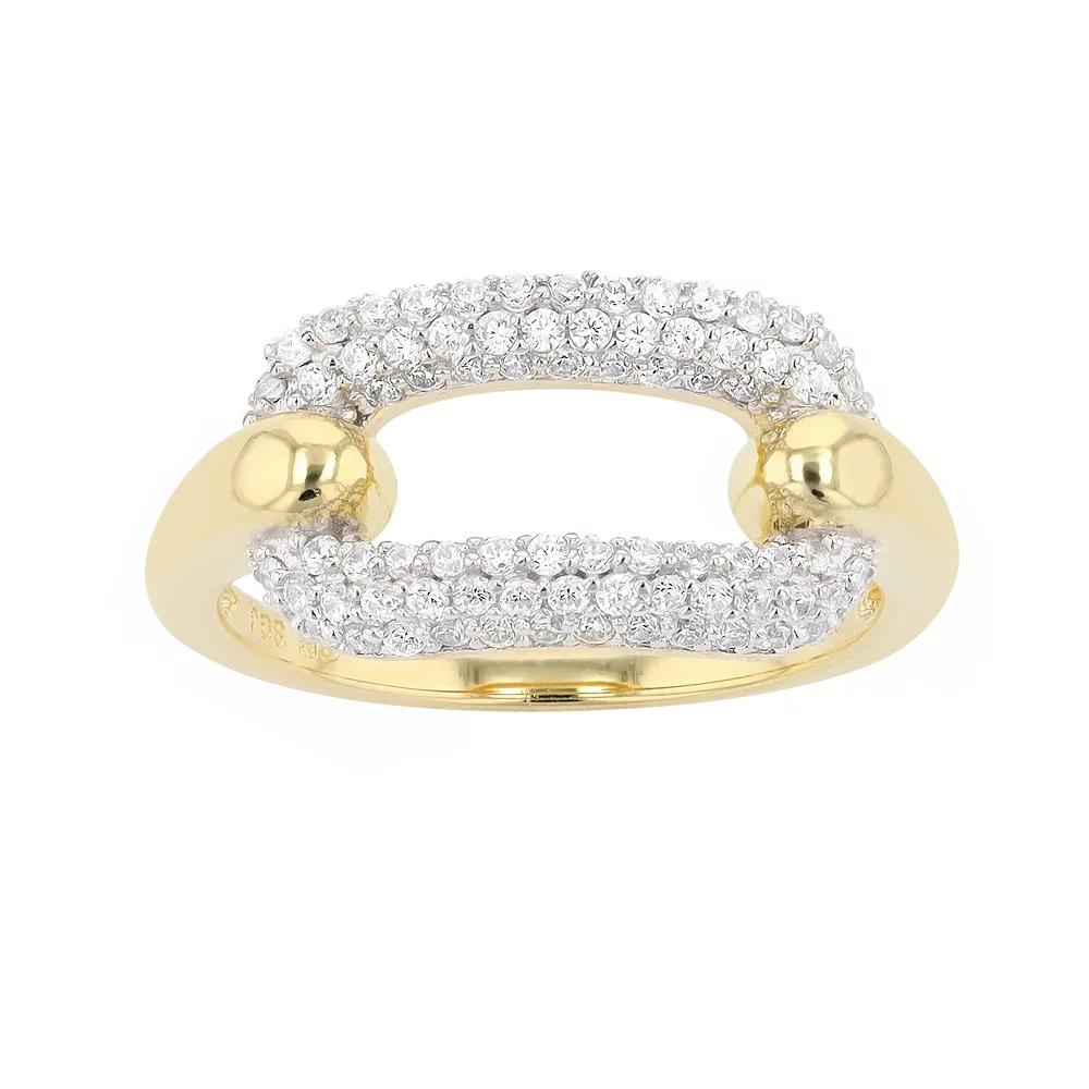 14k Gold Over Sterling Silver Cubic Zirconia Open Link Stacking Ring, Womens Tone Product Image