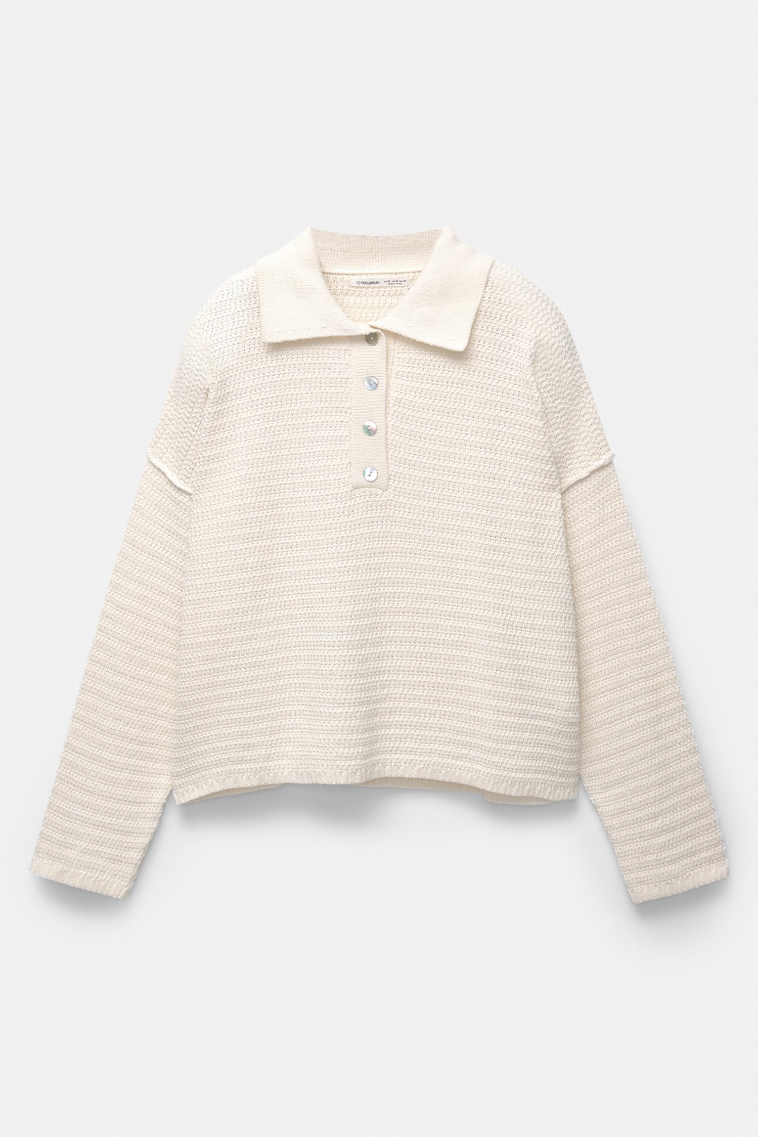 Oversize polo collar sweater Product Image