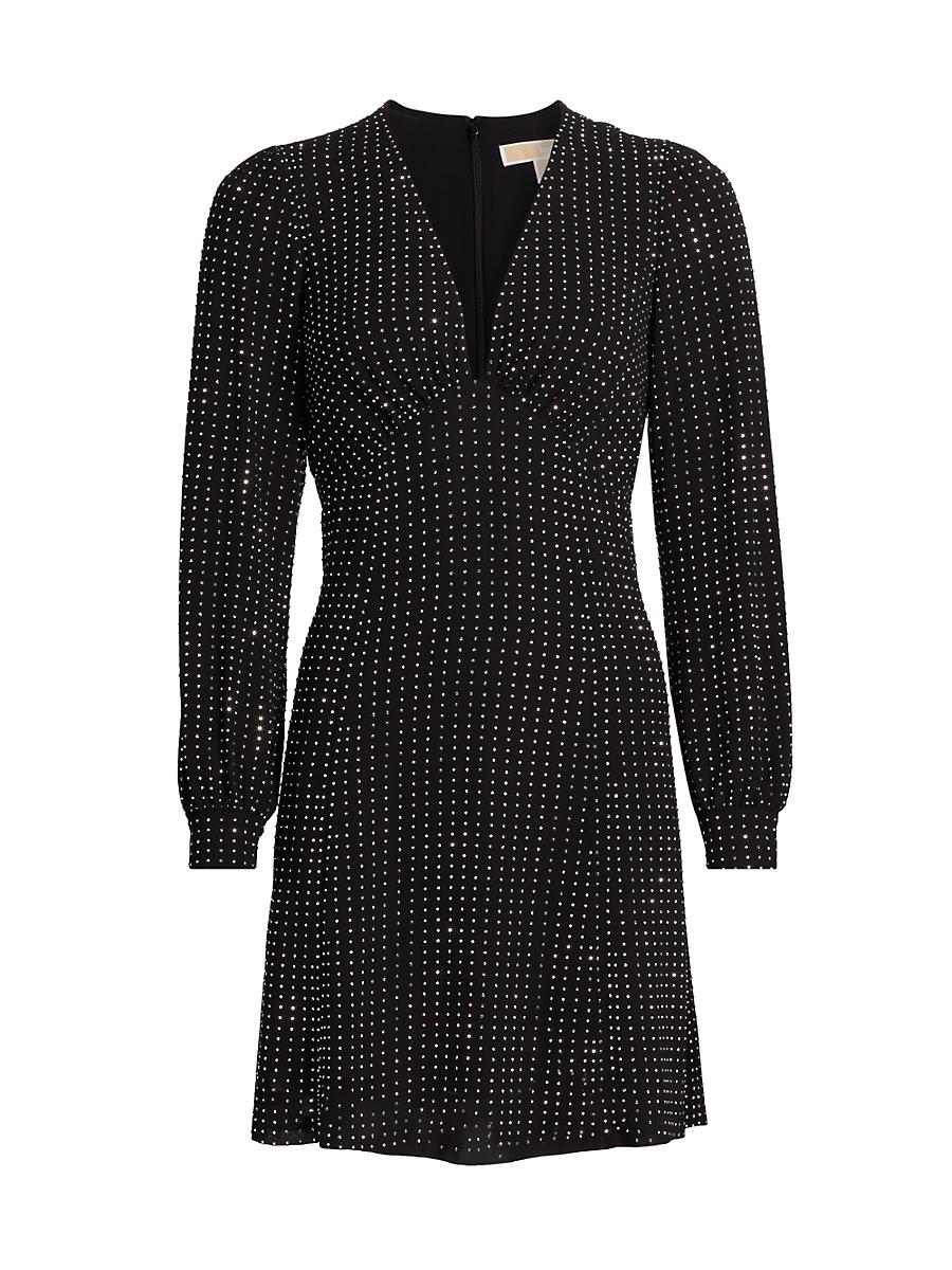 Womens Crystal-Embellished V-Neck Minidress Product Image