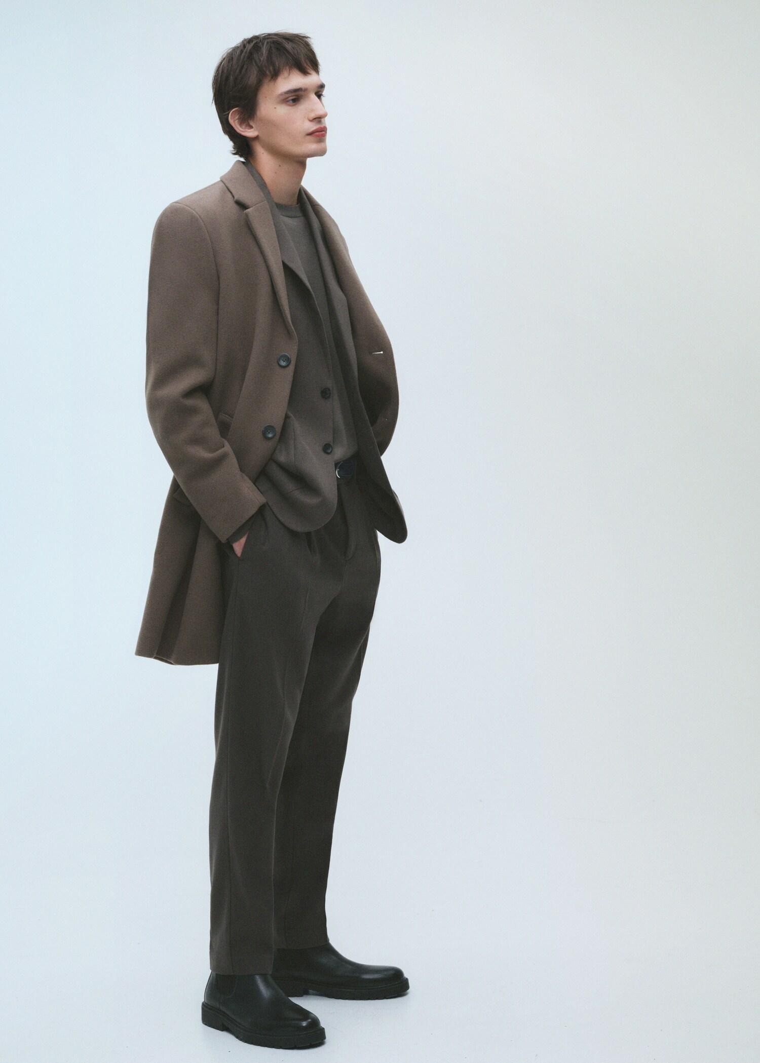 Detachable hood wool coat - Men | MANGO USA Product Image