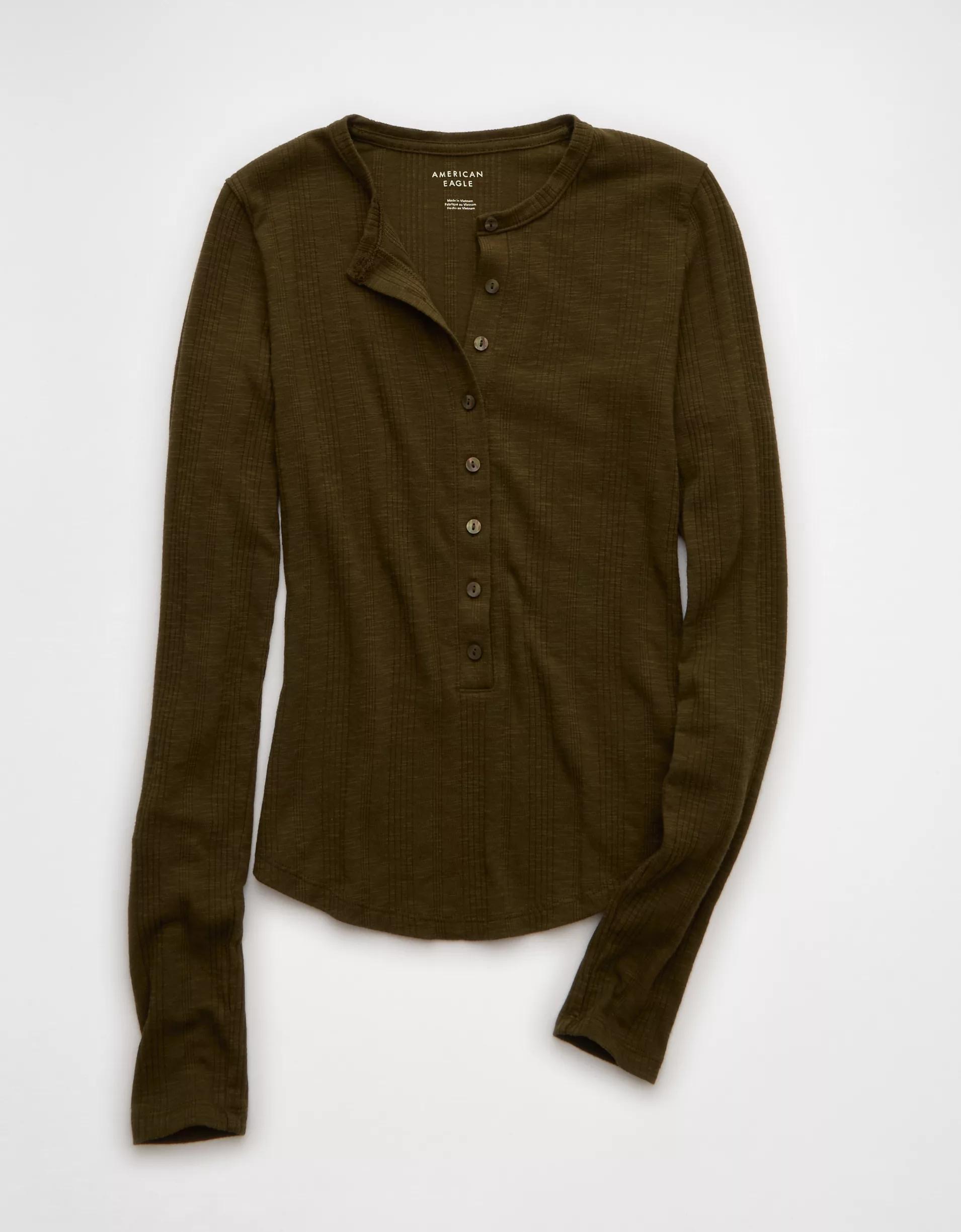 AE Long Sleeve Henley T-Shirt Product Image