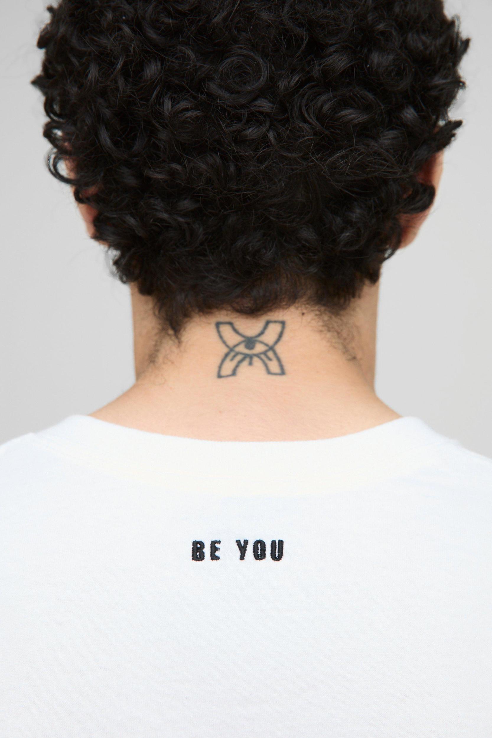 White Oversized Pride Embroidered Be You T-Shirt | boohooMAN USA Product Image