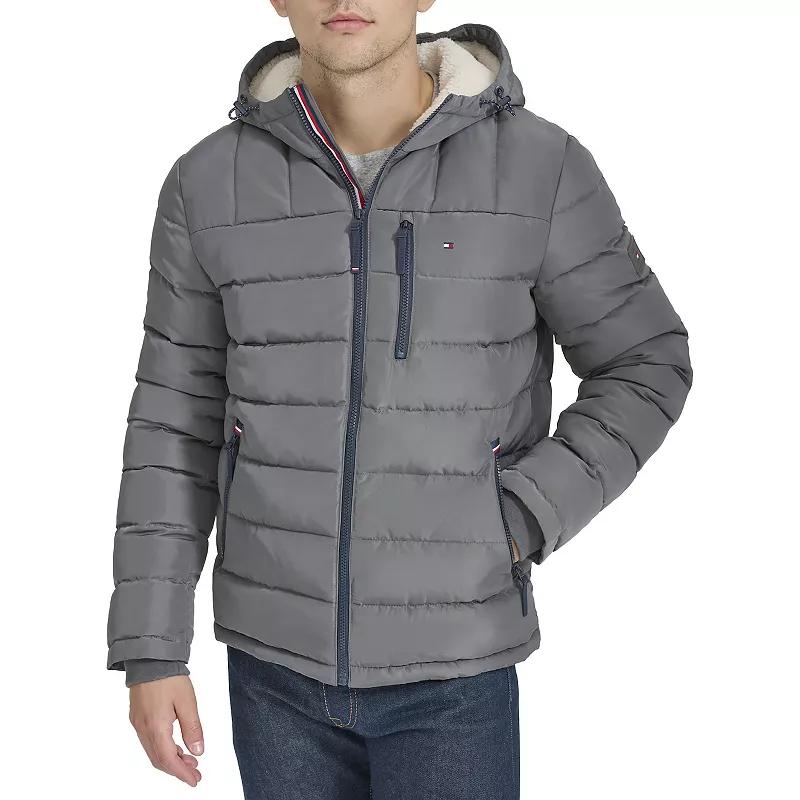 Men's Tommy Hilfiger Hooded Puffer Jacket with Sherpa Lined Hood,  Product Image
