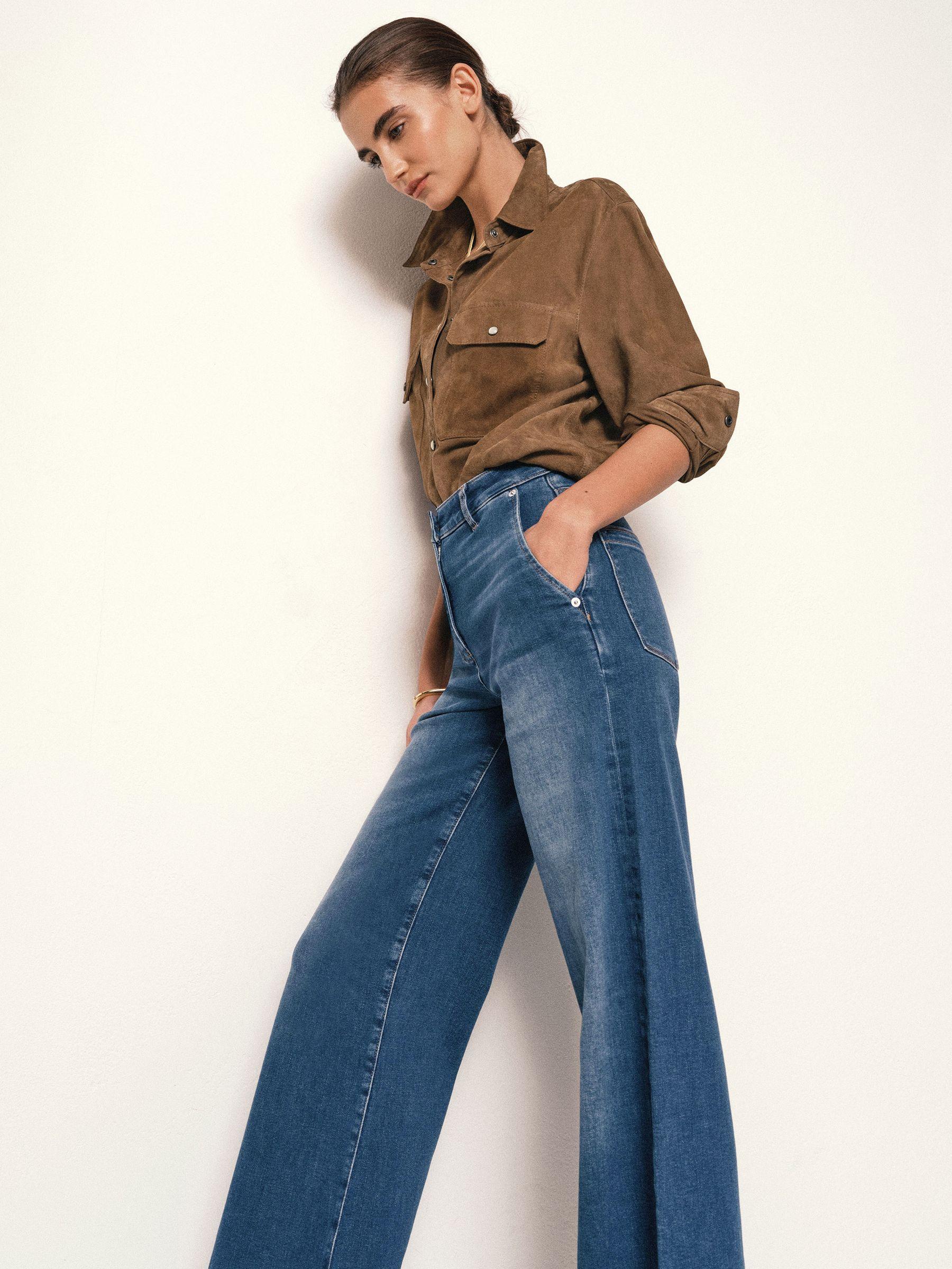 Wide-Leg Jeans in Mid Blue Product Image