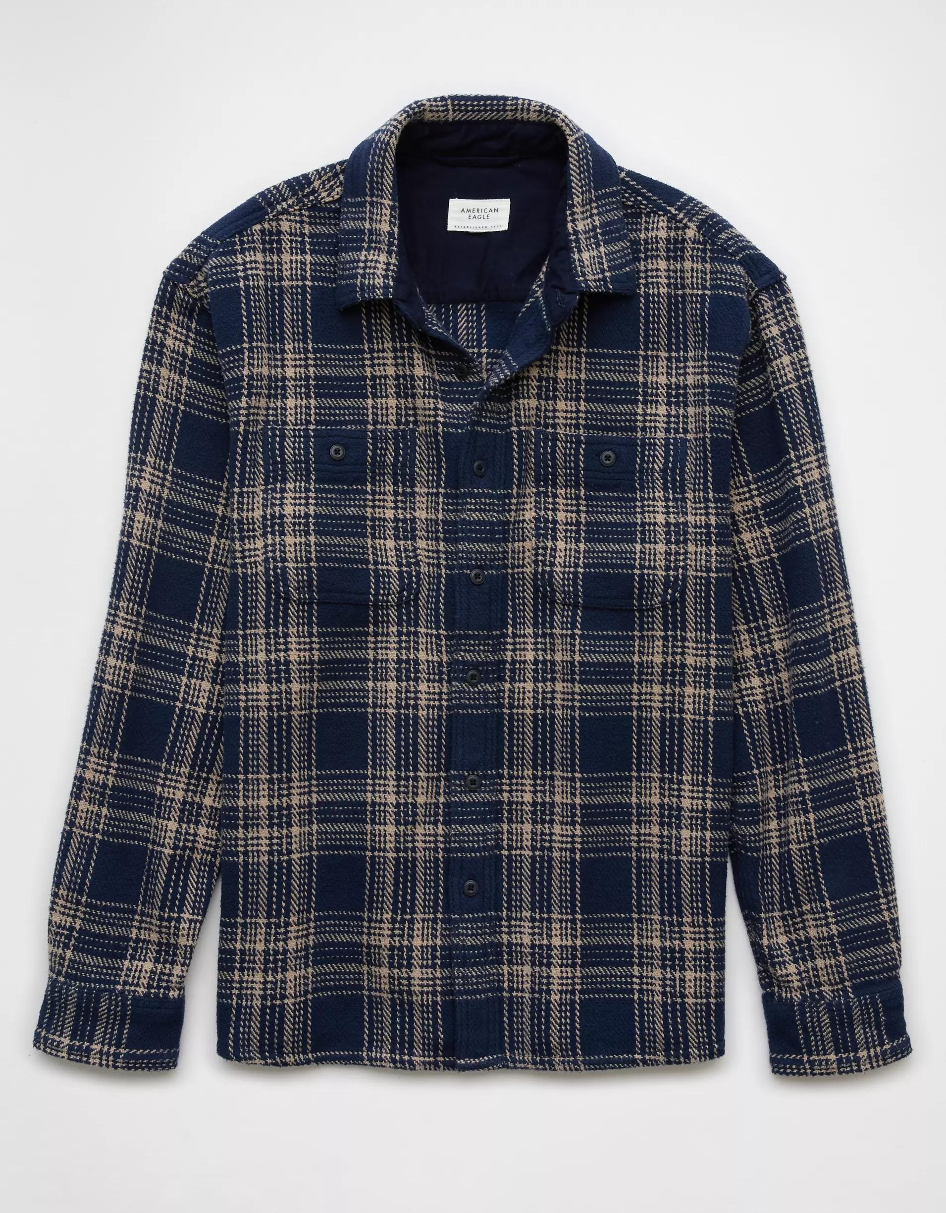 AE Textured Flannel Shirt Product Image