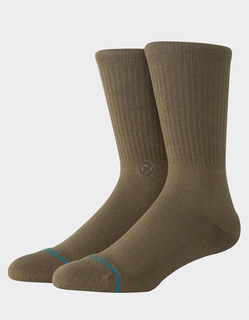STANCE Icon Organic Mens Crew Socks - OLIVE Product Image
