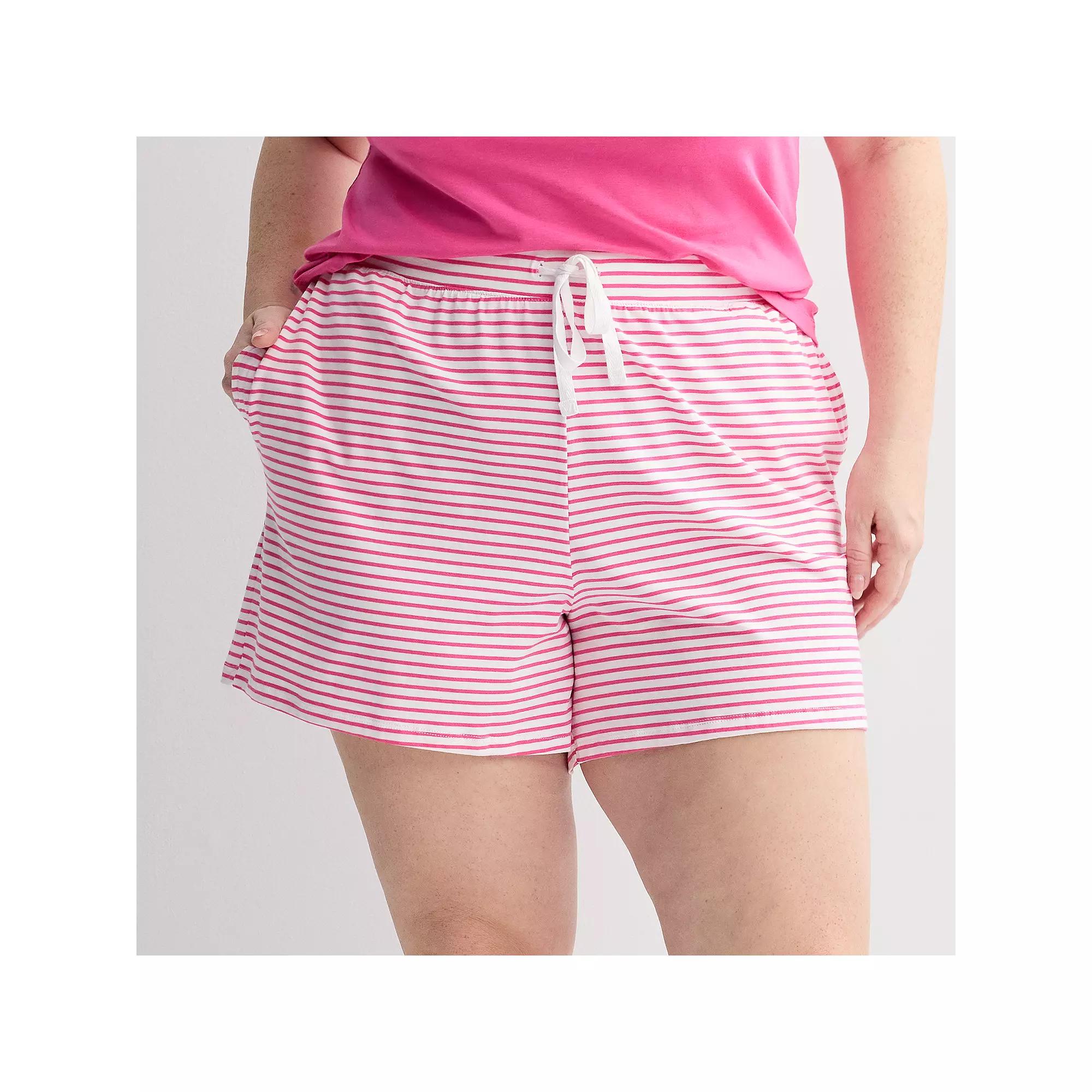 Plus Size Sonoma Goods For Life® Striped Sleep Shorts, Women's, Size: 2XL, White Gray Stripe Product Image