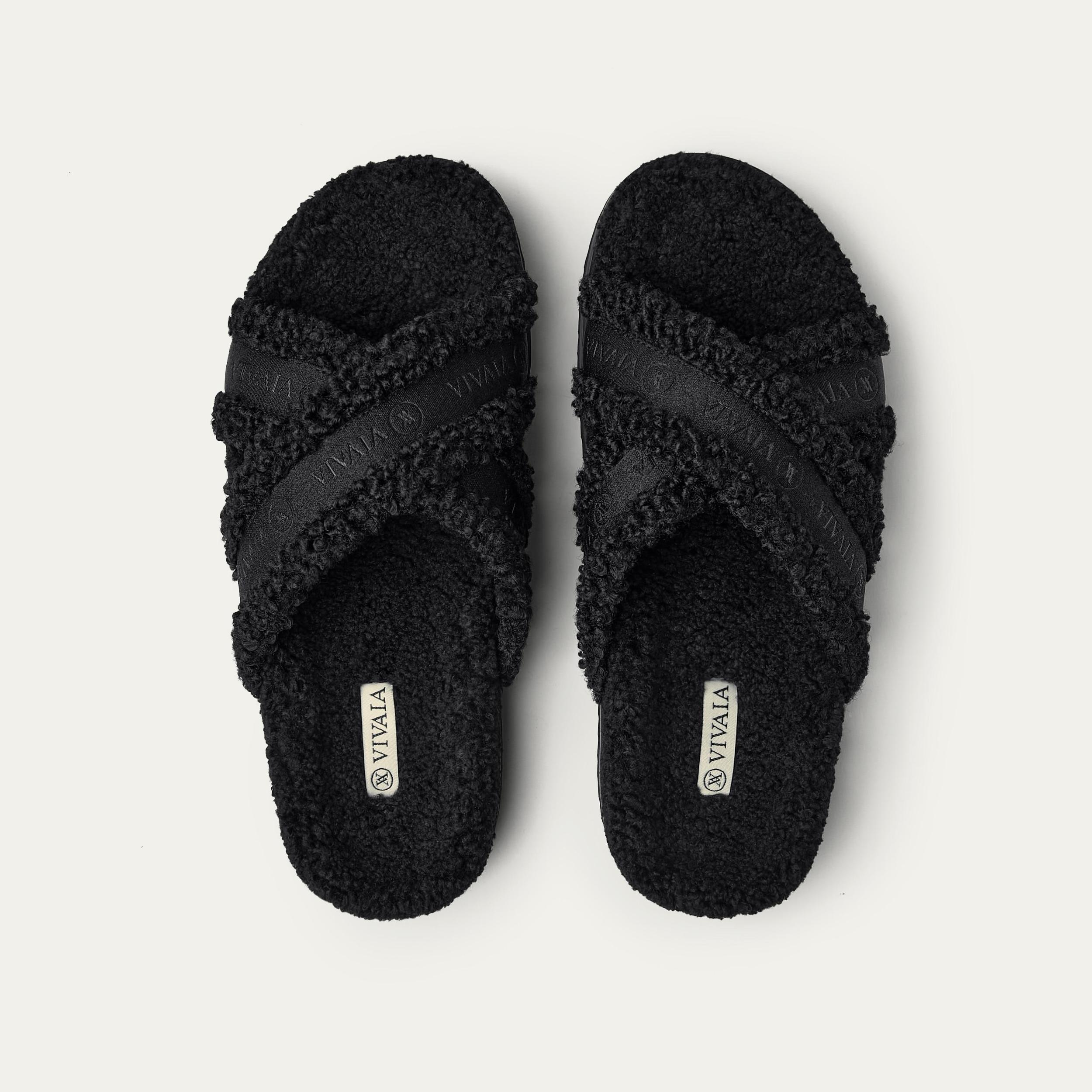 Furry Criss-Cross Strap Slippers (Hannah) Product Image