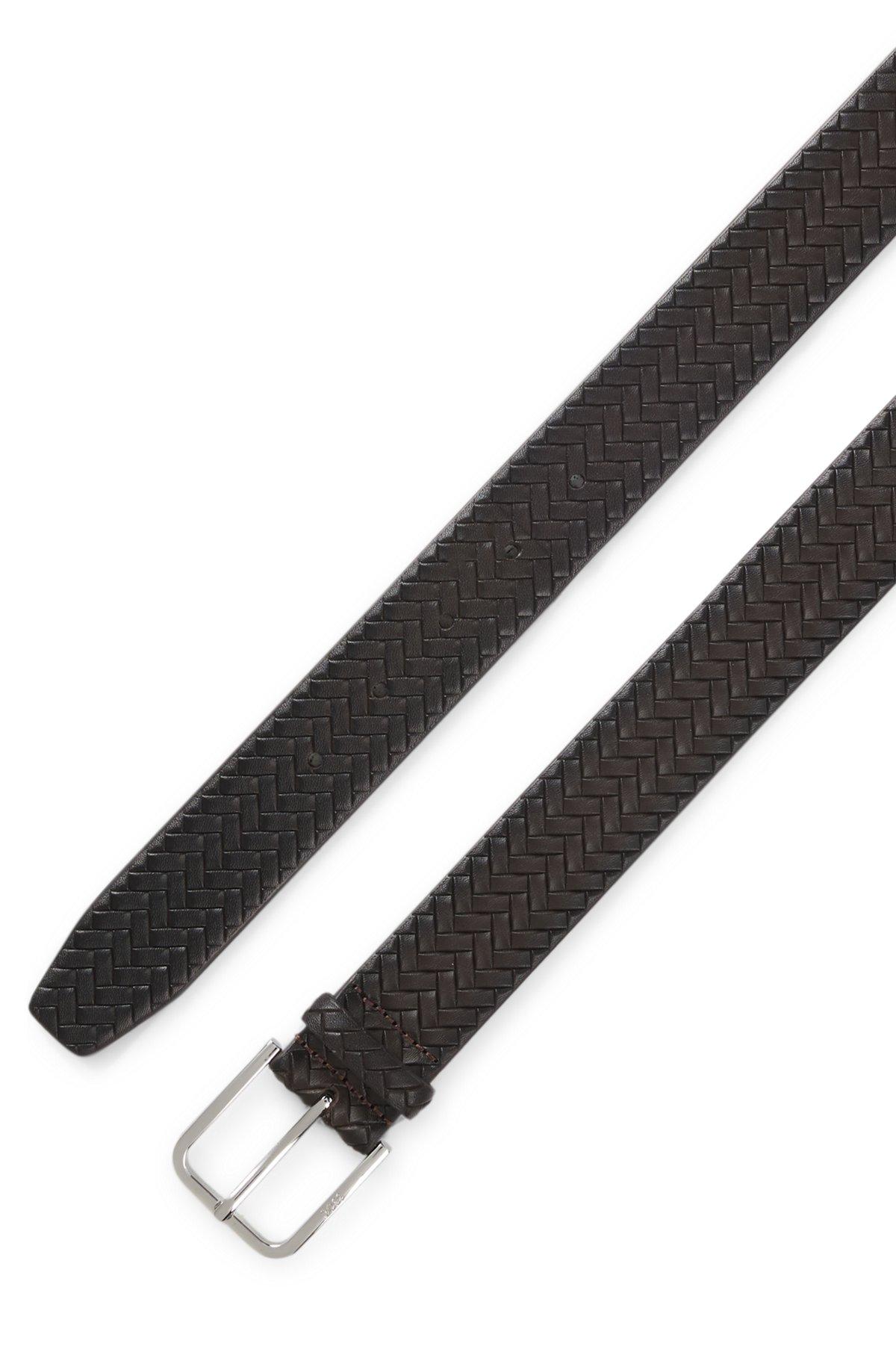 Pin-buckle belt in woven leather Product Image