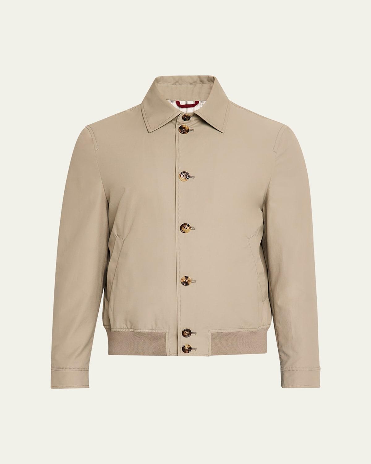 Mens Nylon Button-Front Bomber Jacket Product Image