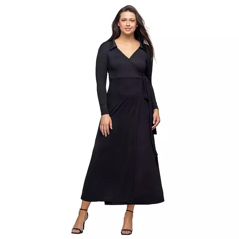 Women's 24Seven Comfort Apparel Comfortable Collared Wrap Maxi Dress,  Product Image