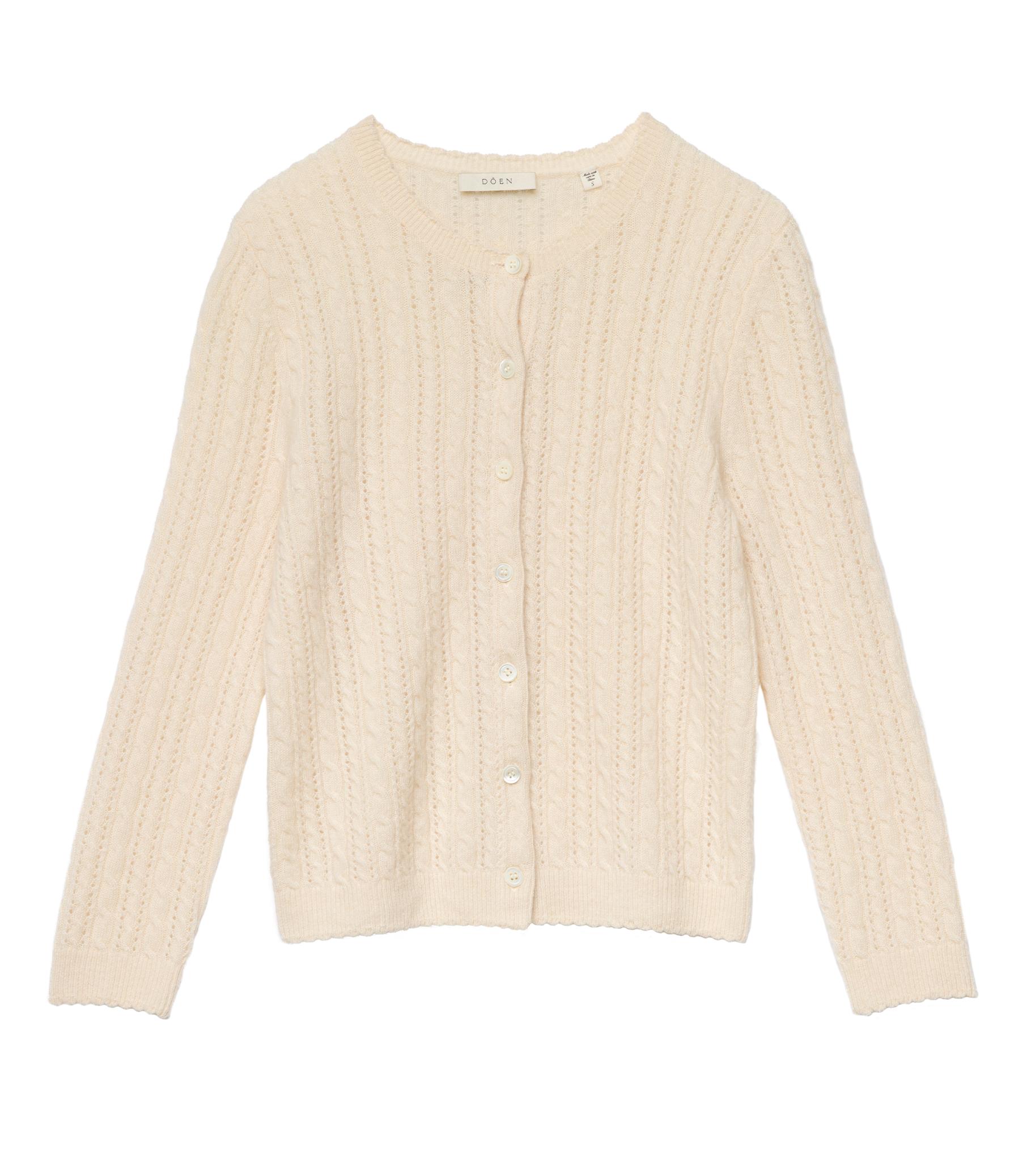 DANAE CASHMERE CABLE CARDIGAN -- DOGWOOD Product Image