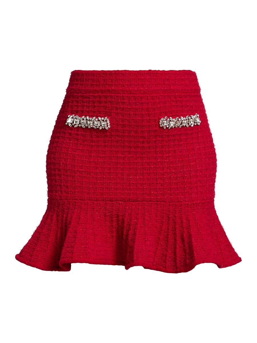 Womens Embellished Waffle-Knit Miniskirt Product Image