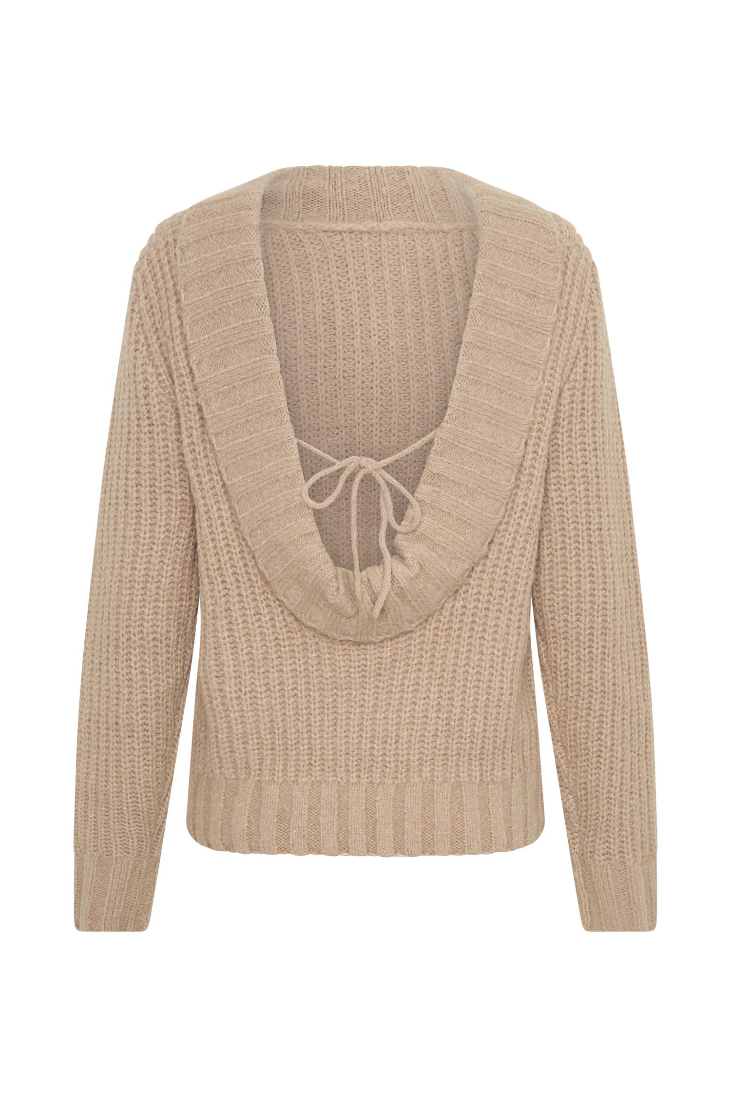 Candice Oversized Low Back Knit Jumper - Stone Marle Product Image