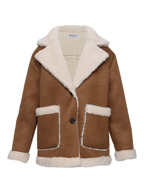Marysville Faux Fur Oversized Jacket Tan Product Image