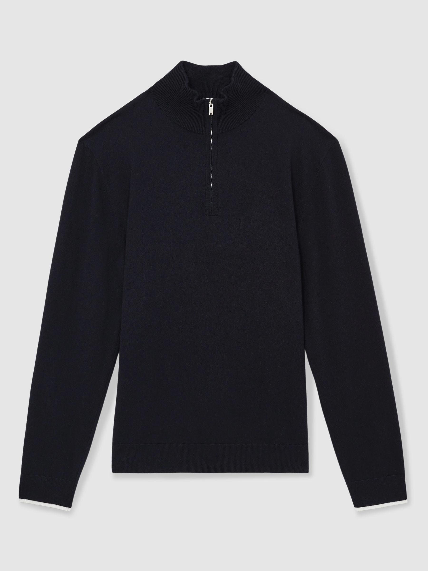 Cotton-Blend Half-Zip Jumper in Navy Product Image