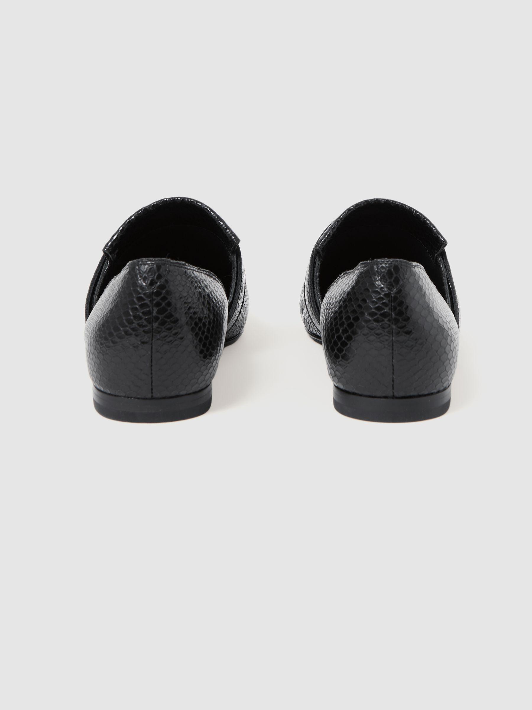 Leather Animal Print Loafers in Black Product Image