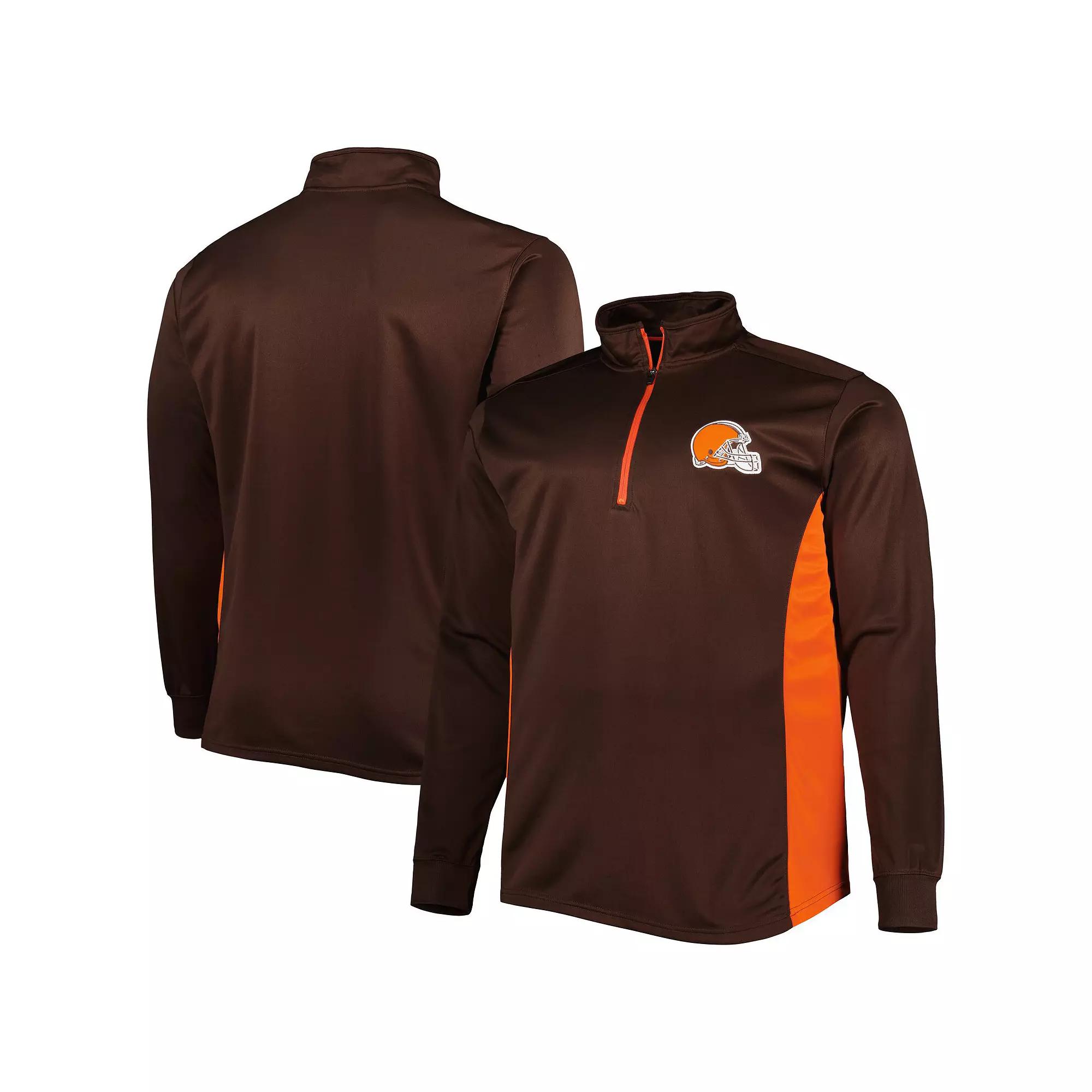 Men's Brown Cleveland Browns Big & Tall Quarter-Zip Top, Size: 3XB Product Image