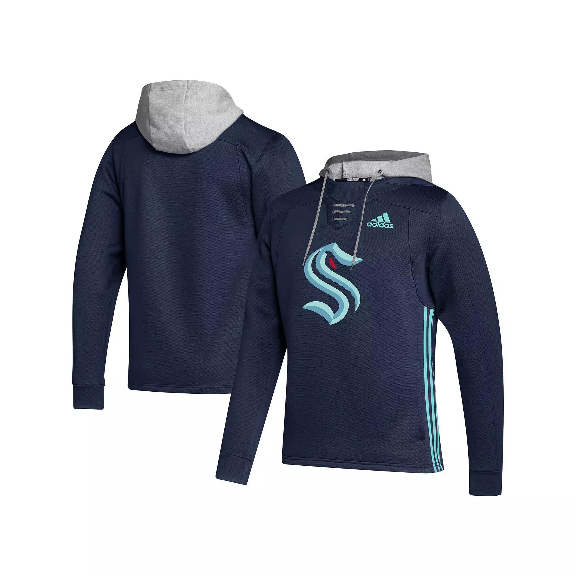 Men's adidas Deep Sea Blue Seattle Kraken Skate Lace AEROREADY Team Pullover Hoodie, Size: XL, Krk Blue Product Image