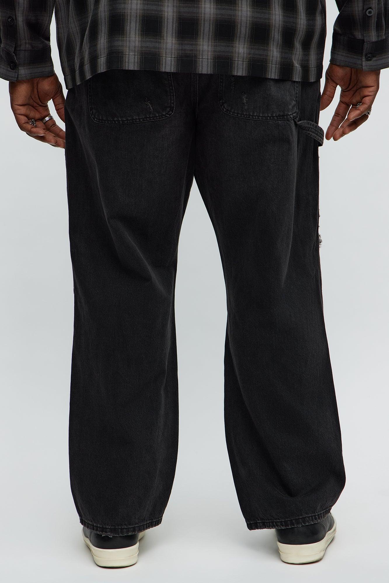 We Cool Distressed Carpenter Straight Jeans - Black Wash Product Image