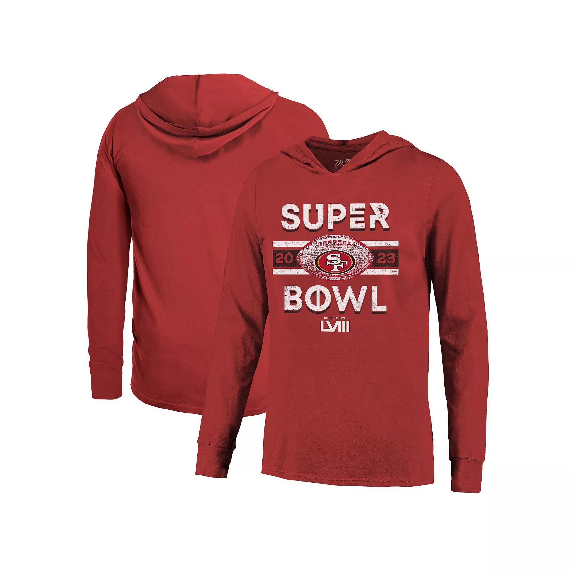 Men's Majestic Threads  Scarlet San Francisco 49ers Super Bowl LVIII Tri-Blend Soft Hand Long Sleeve Hoodie T-Shirt, Size: 2XL, Red Product Image