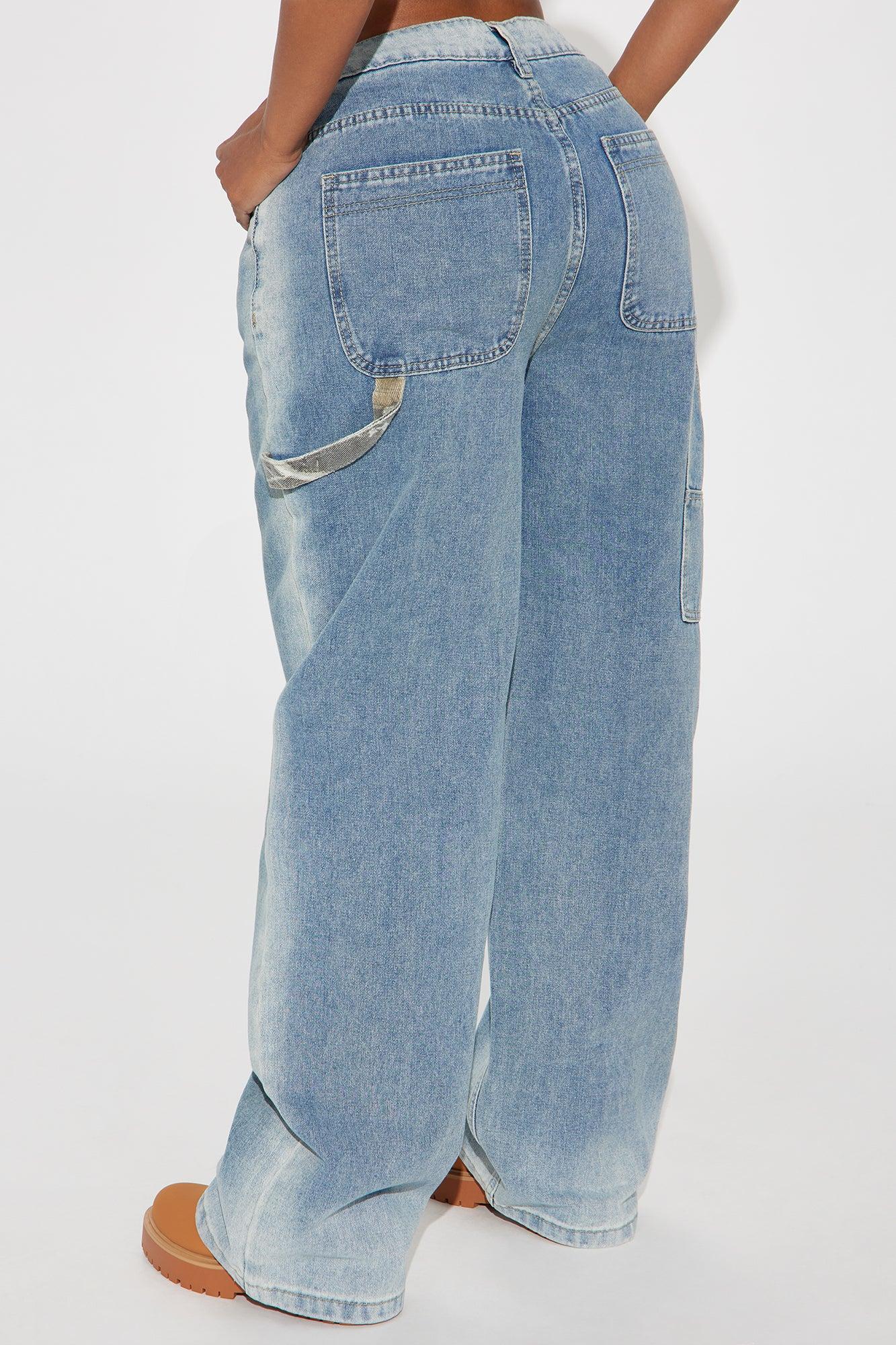 Leave You Alone Utility Straight Leg Jeans - Medium Wash Product Image