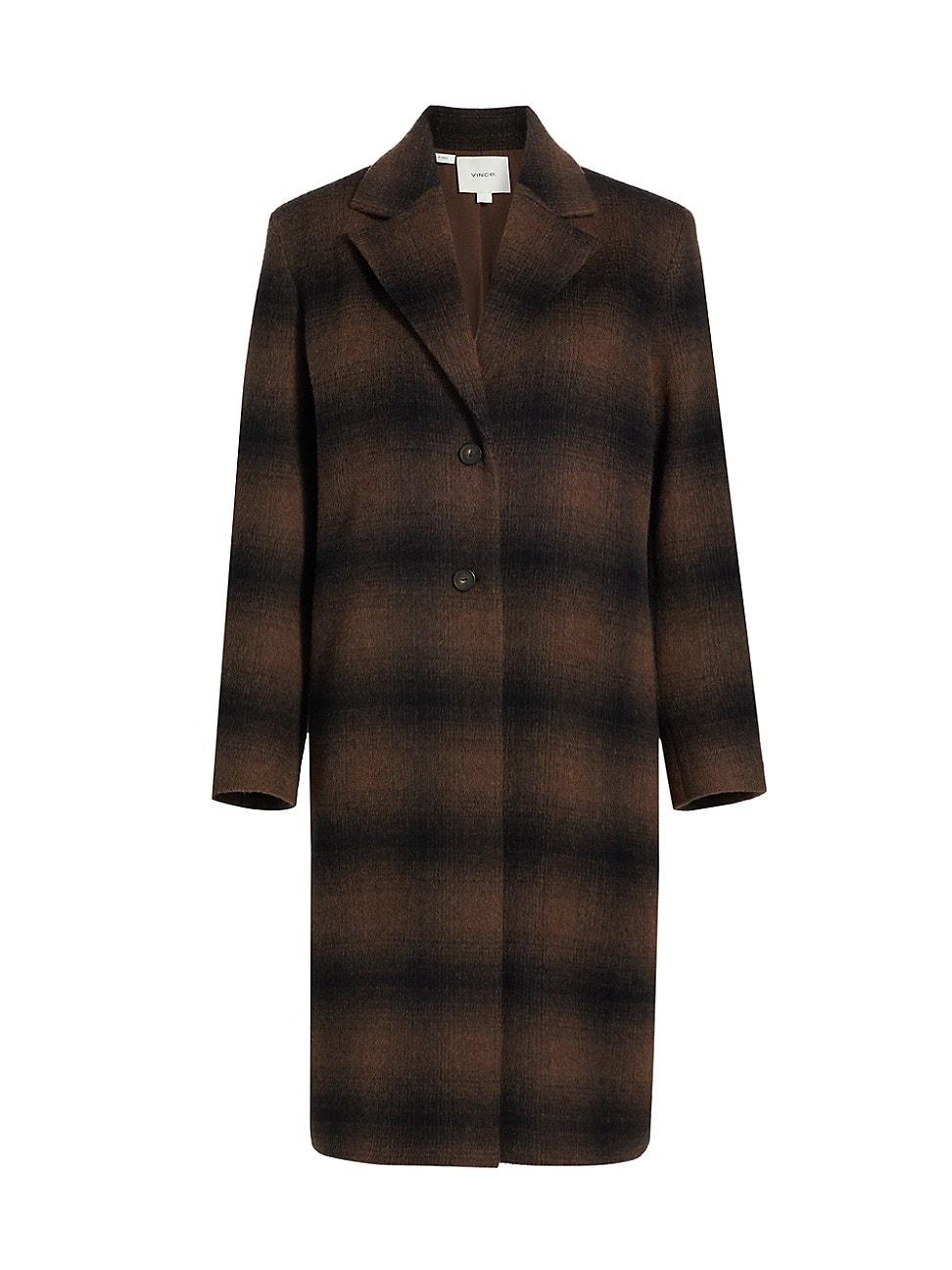 Womens Shadow Plaid Wool-Blend Car Coat Product Image