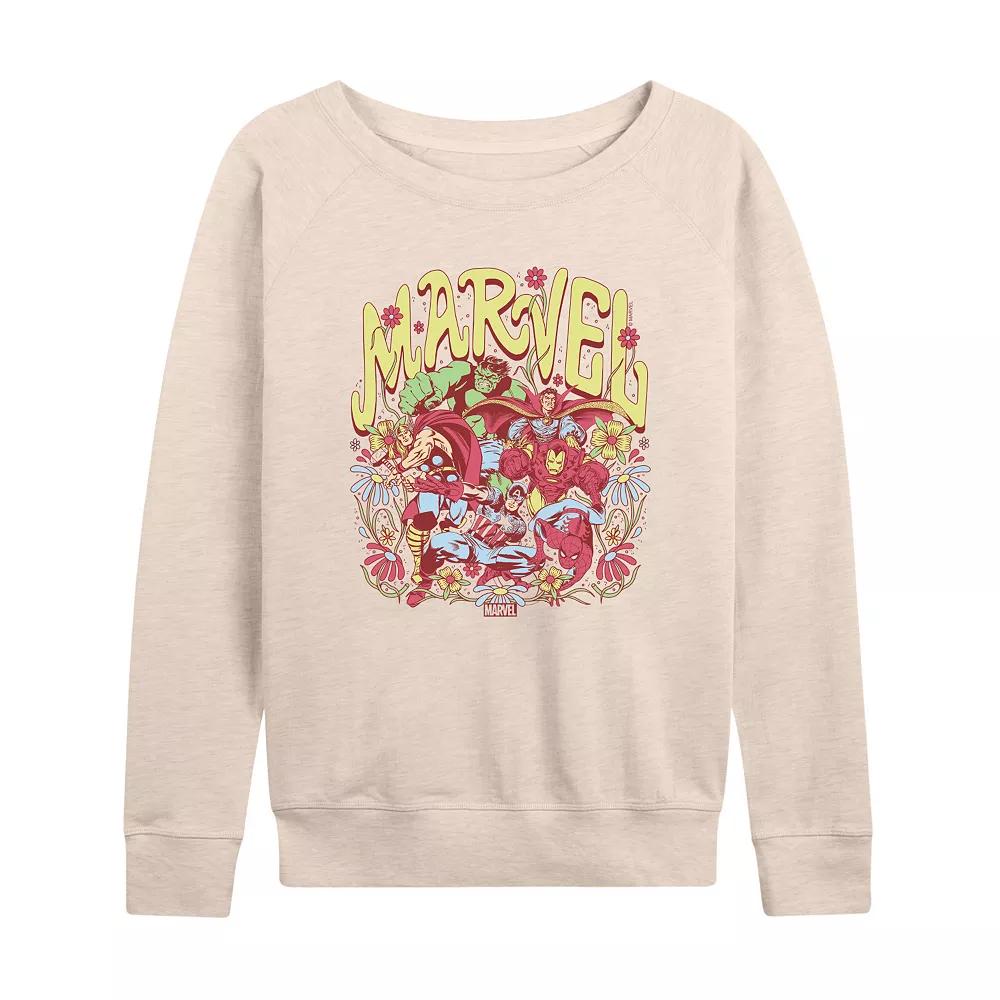 Women's Marvel Vintage Floral French Terry Long Sleeve Tee,  Product Image