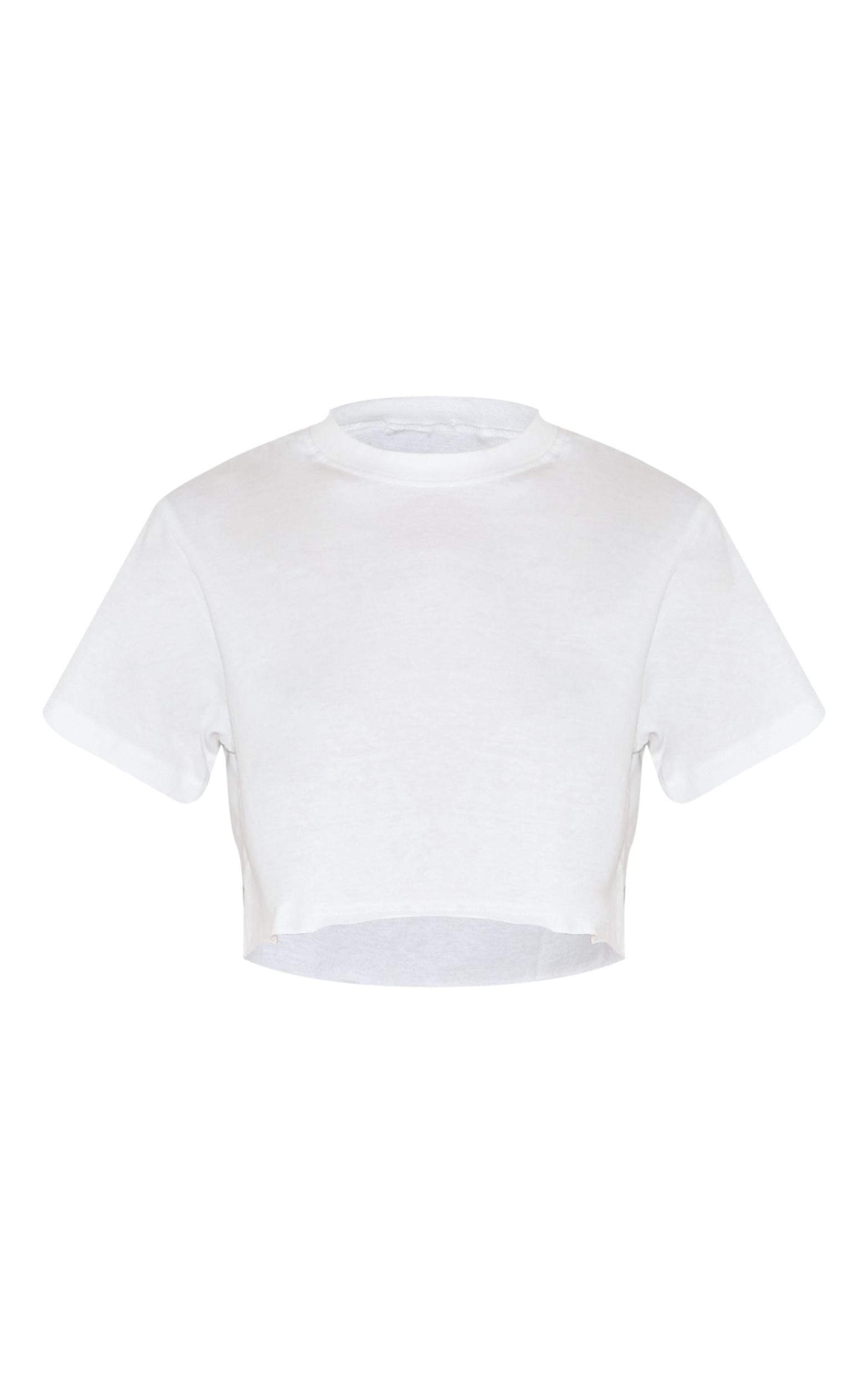 Cotton White Oversized Crop T-Shirt Product Image