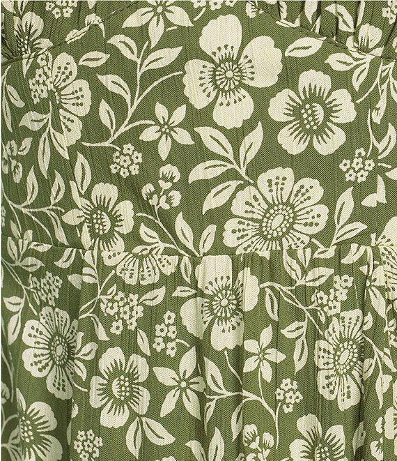 Angie Floral Print Scoop Neck Short Puff Sleeve Ruffle Hem Midi Dress Product Image