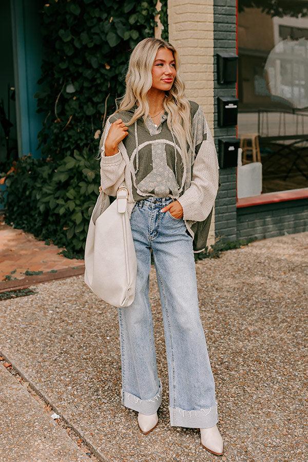 Peaceful Moment Knit Hoodie in Olive Product Image