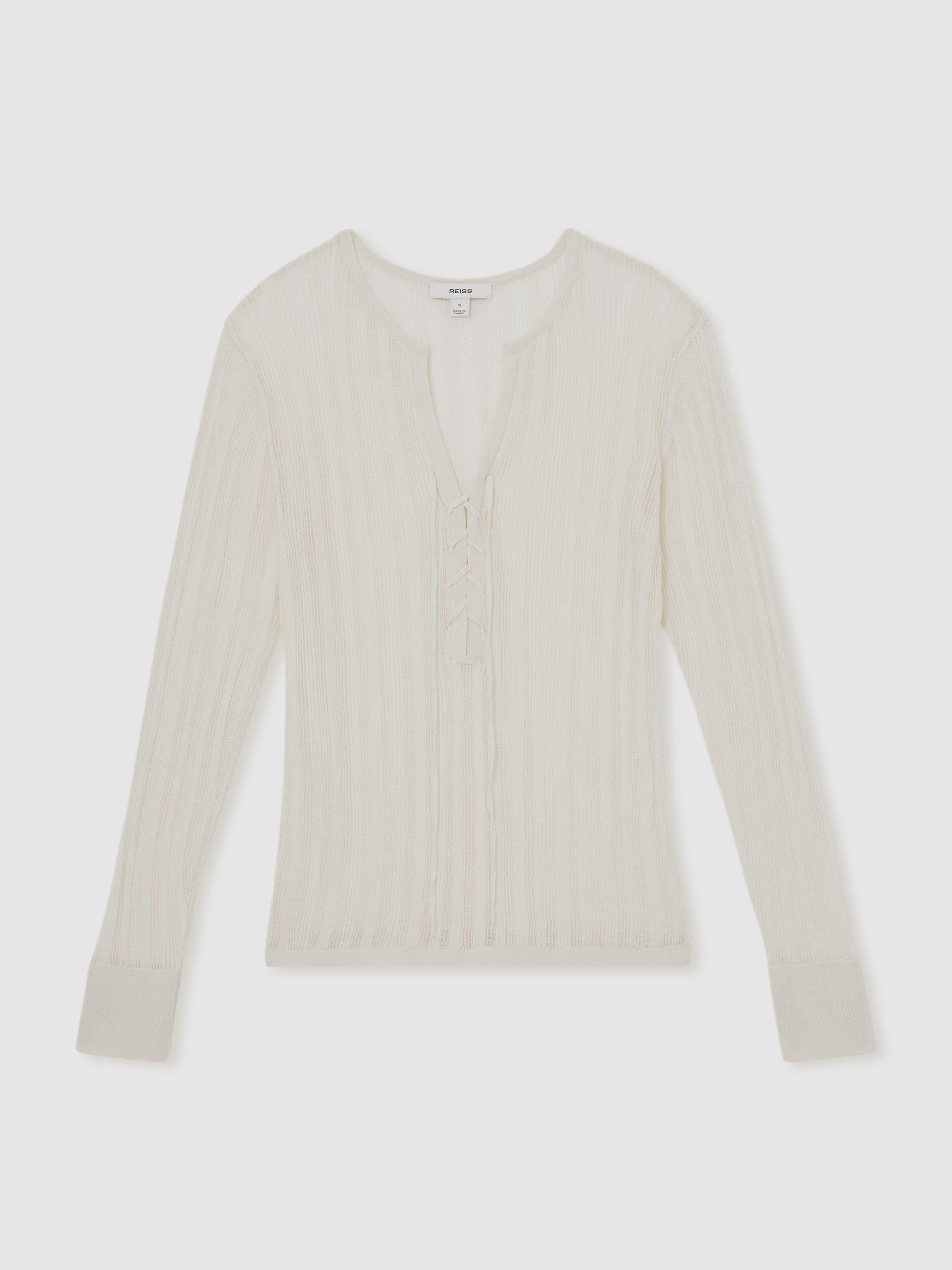 Knitted Beach Cover-Up Top in Cream Product Image