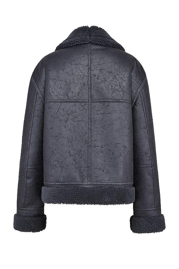 Madden  grey vegan shearling aviator jacket - sale Product Image