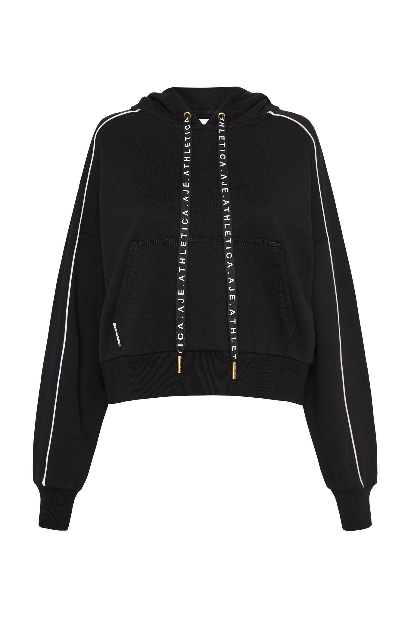 Cropped Essential Contrast Piping Hoodie 405 Product Image