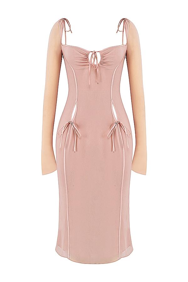 Ophelia  blush cutout midi dress Product Image