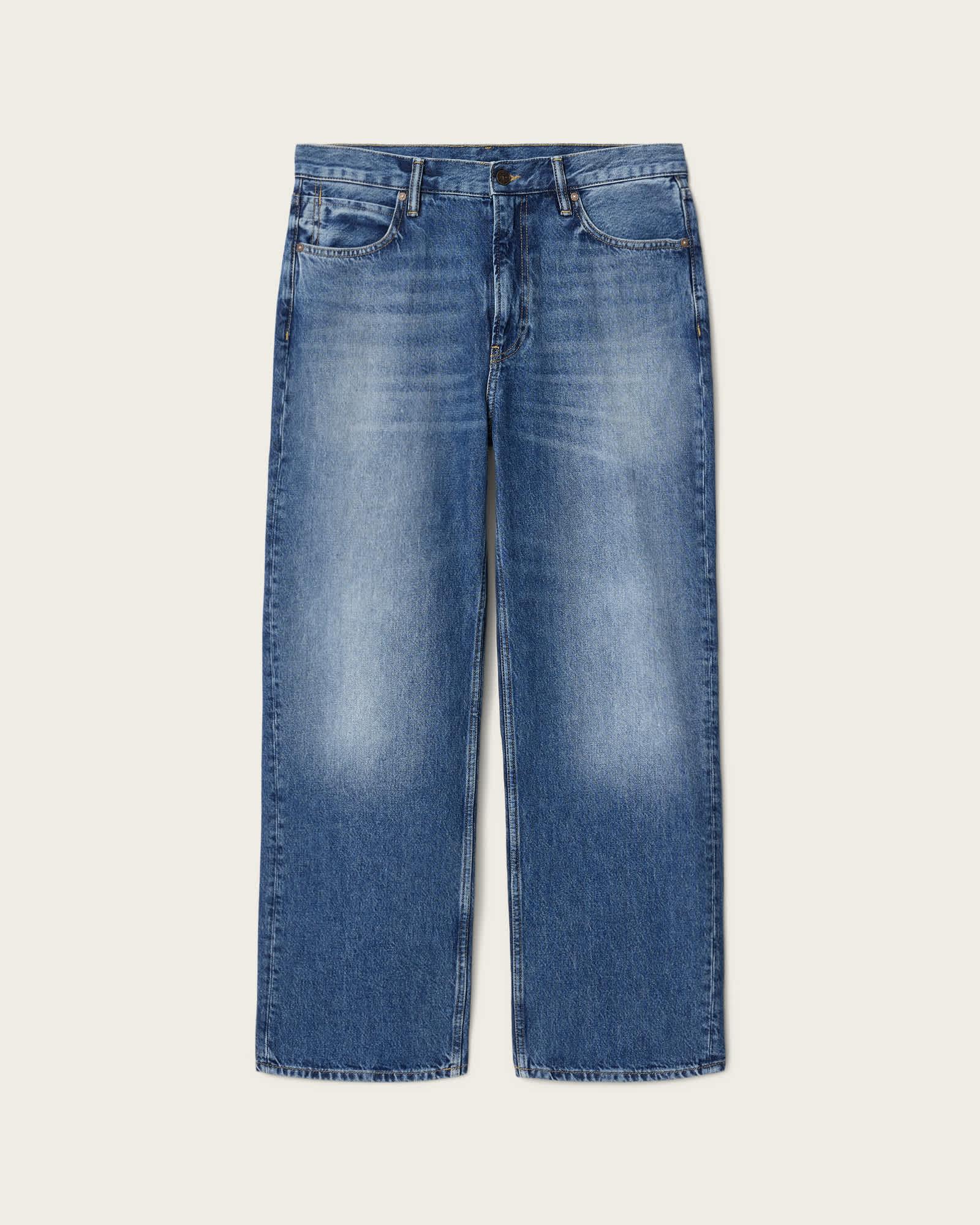 Mullen Straight Leg Loose Denim Jeans Mid Indigo | ALLSAINTS US Product Image