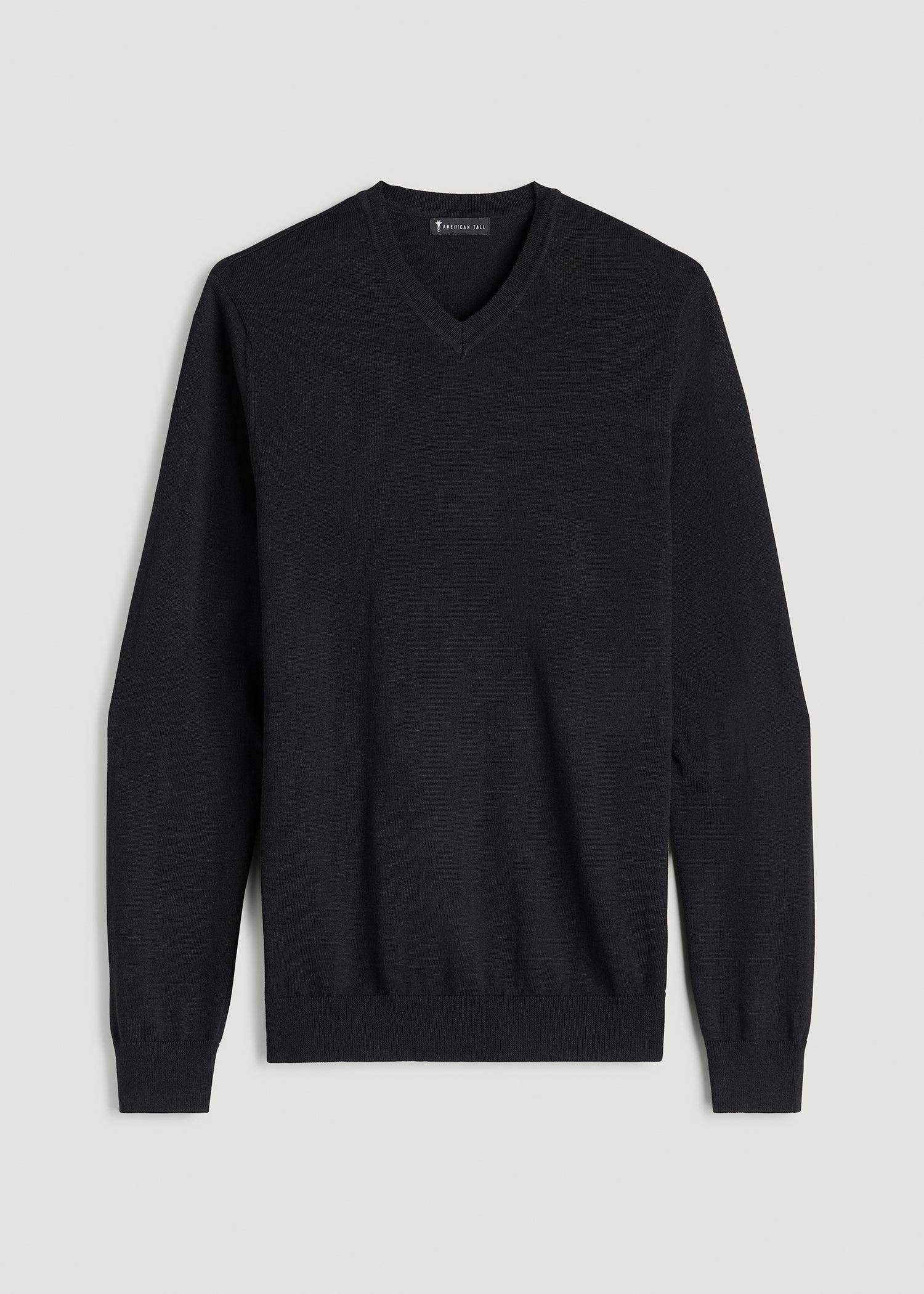 Everyday V-Neck Sweater for Tall Men in Black Male Product Image