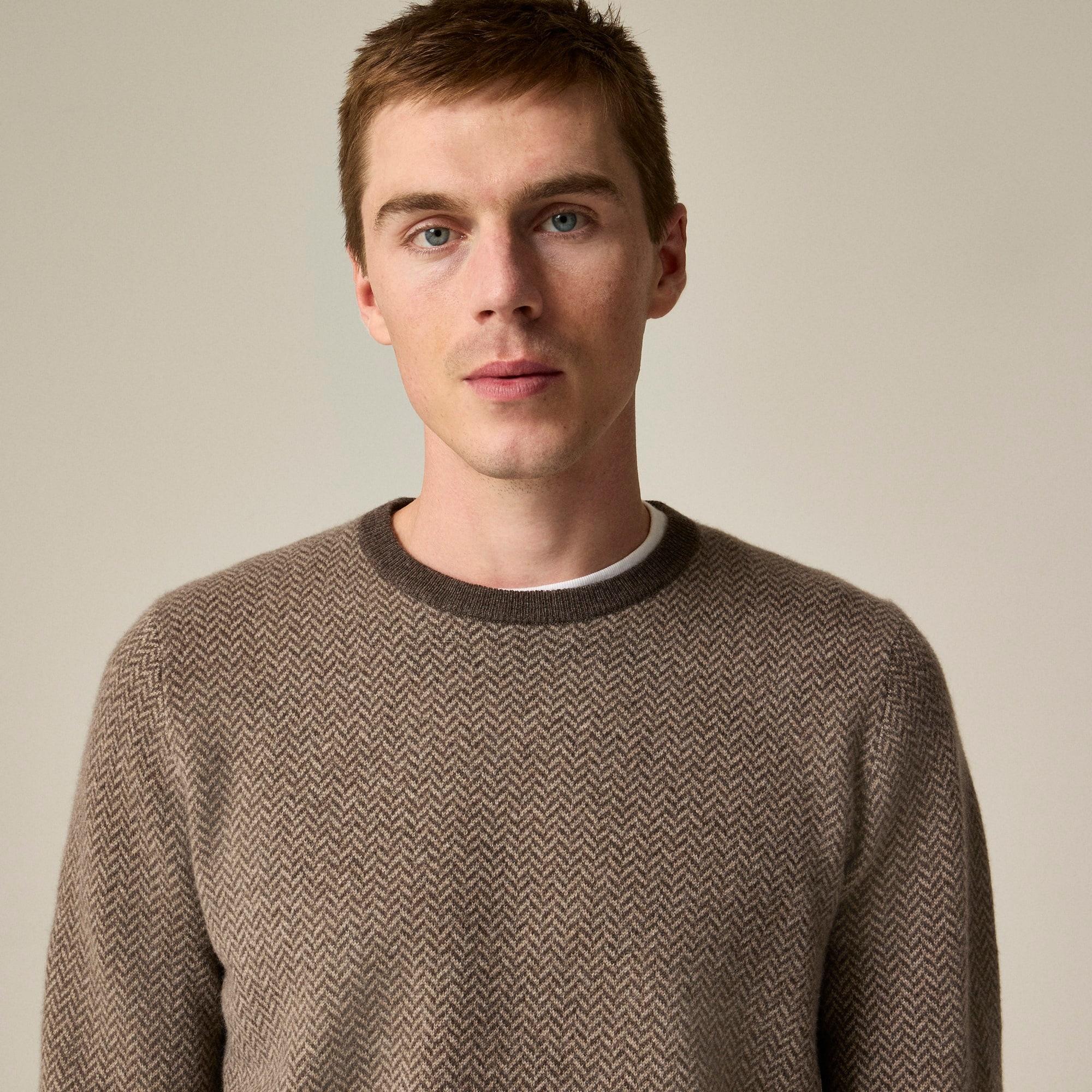 Cashmere herringbone jacquard crewneck sweater Product Image