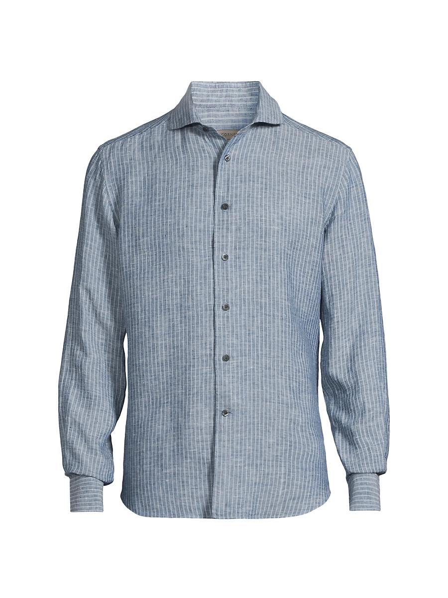 Mens Washed Linen Stripe Shirt Product Image
