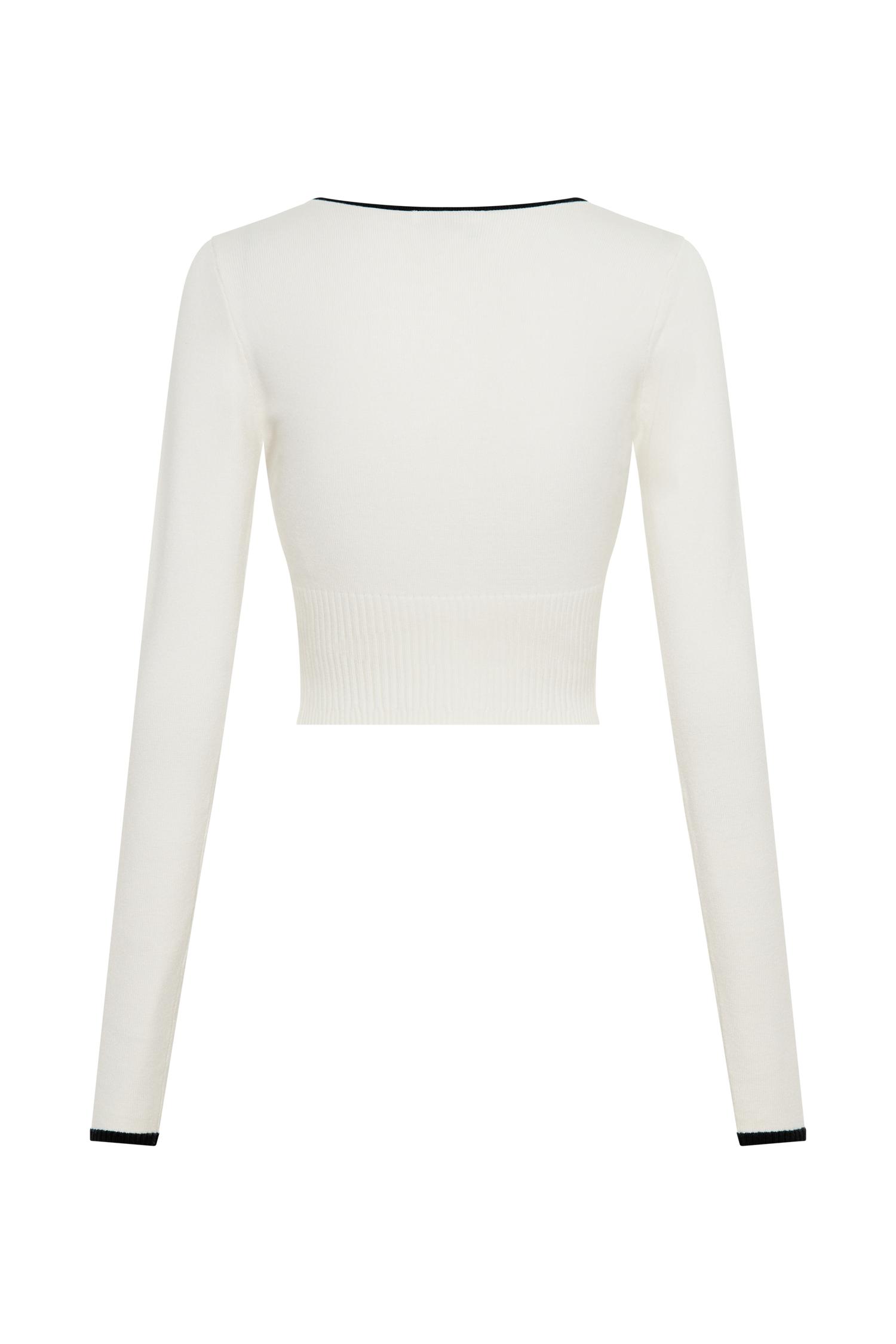 Jolene Contrast Button Up Knit Cardigan - White Product Image