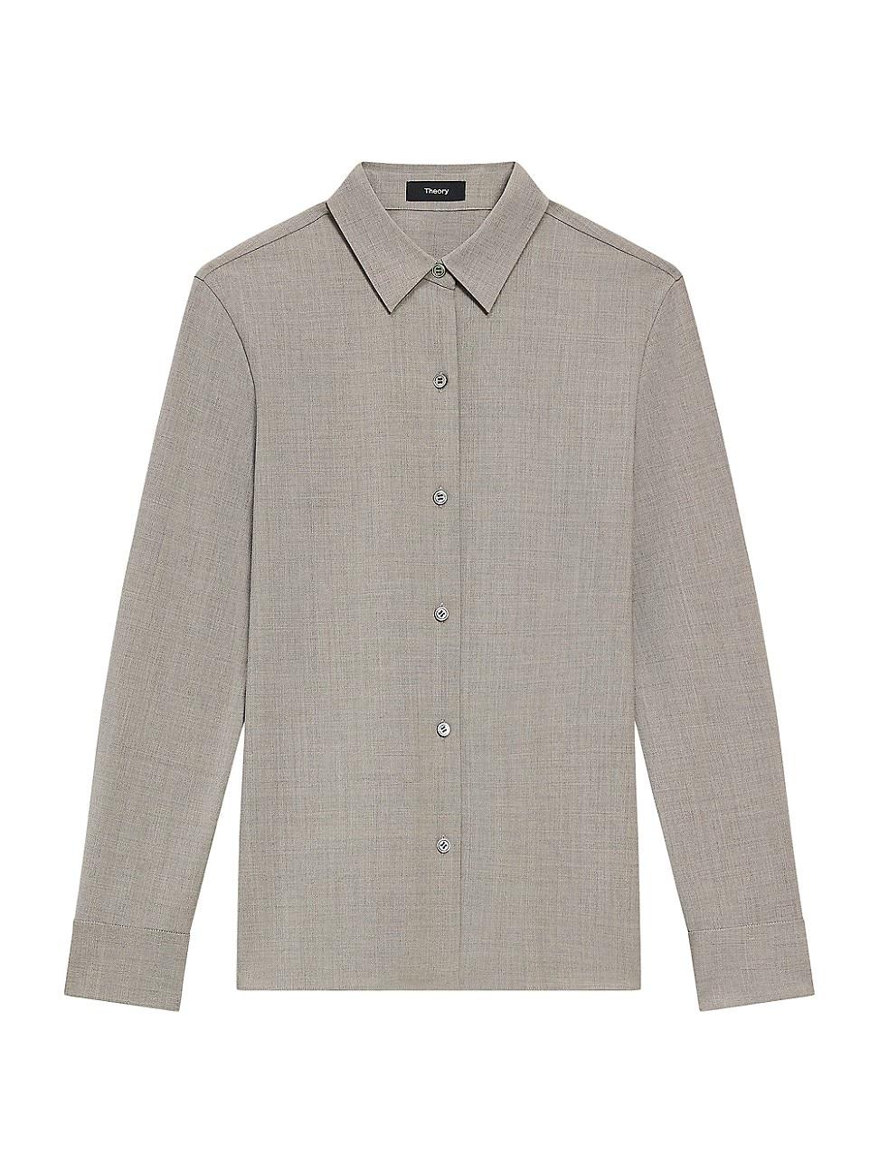 Womens Straight-Fit Button-Front Shirt Product Image