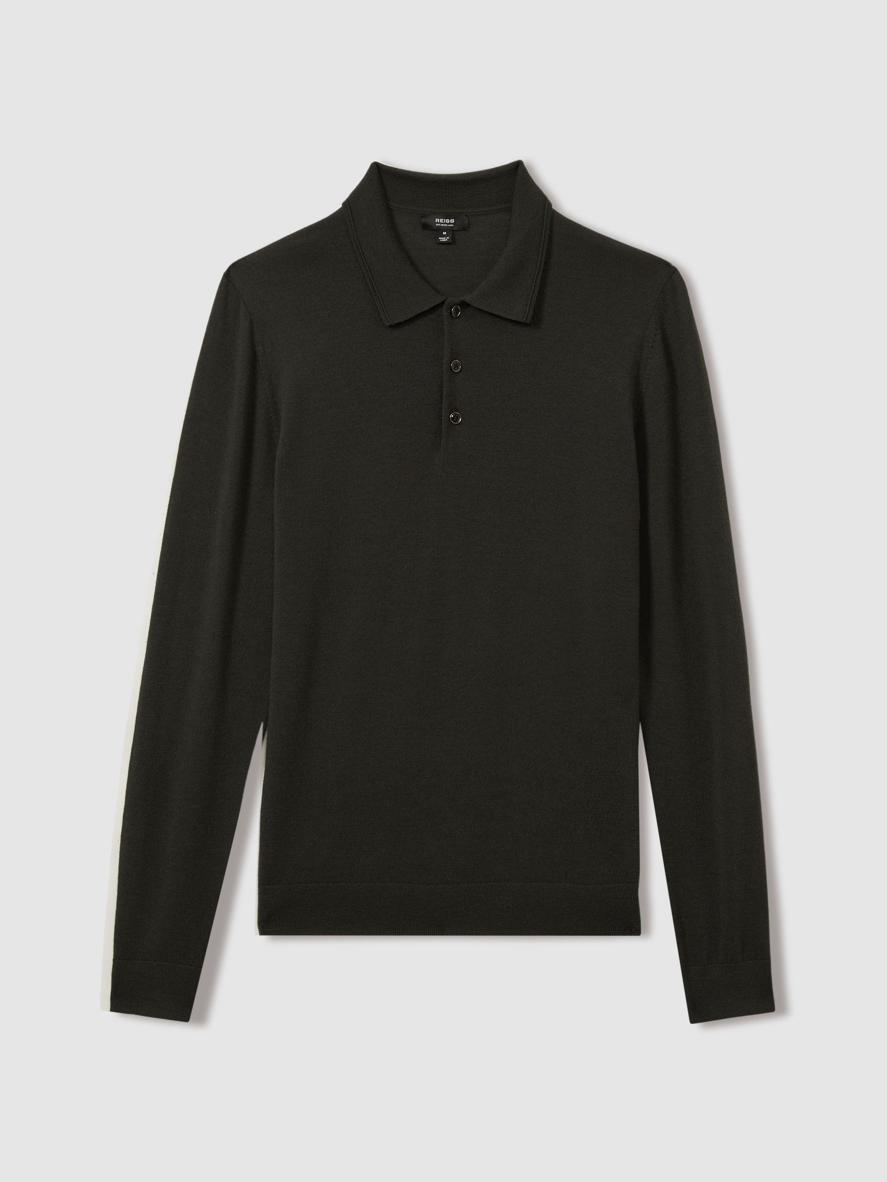 Merino Wool Polo Shirt in Dark Military Green Product Image