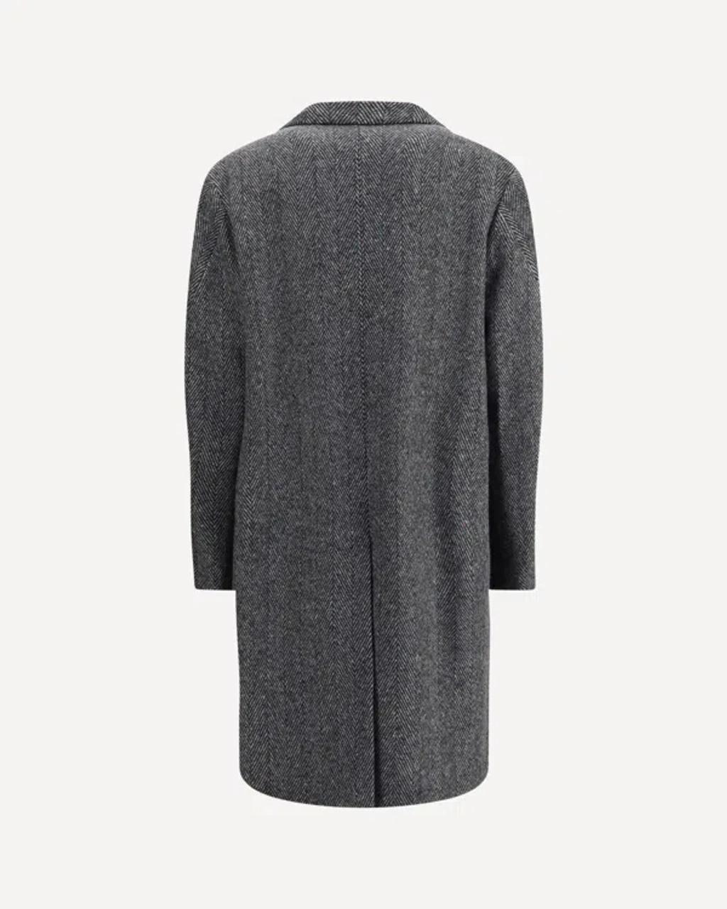 GIVENCHY Men Wool Blend Coat With Herringbone Motif In Multi Product Image