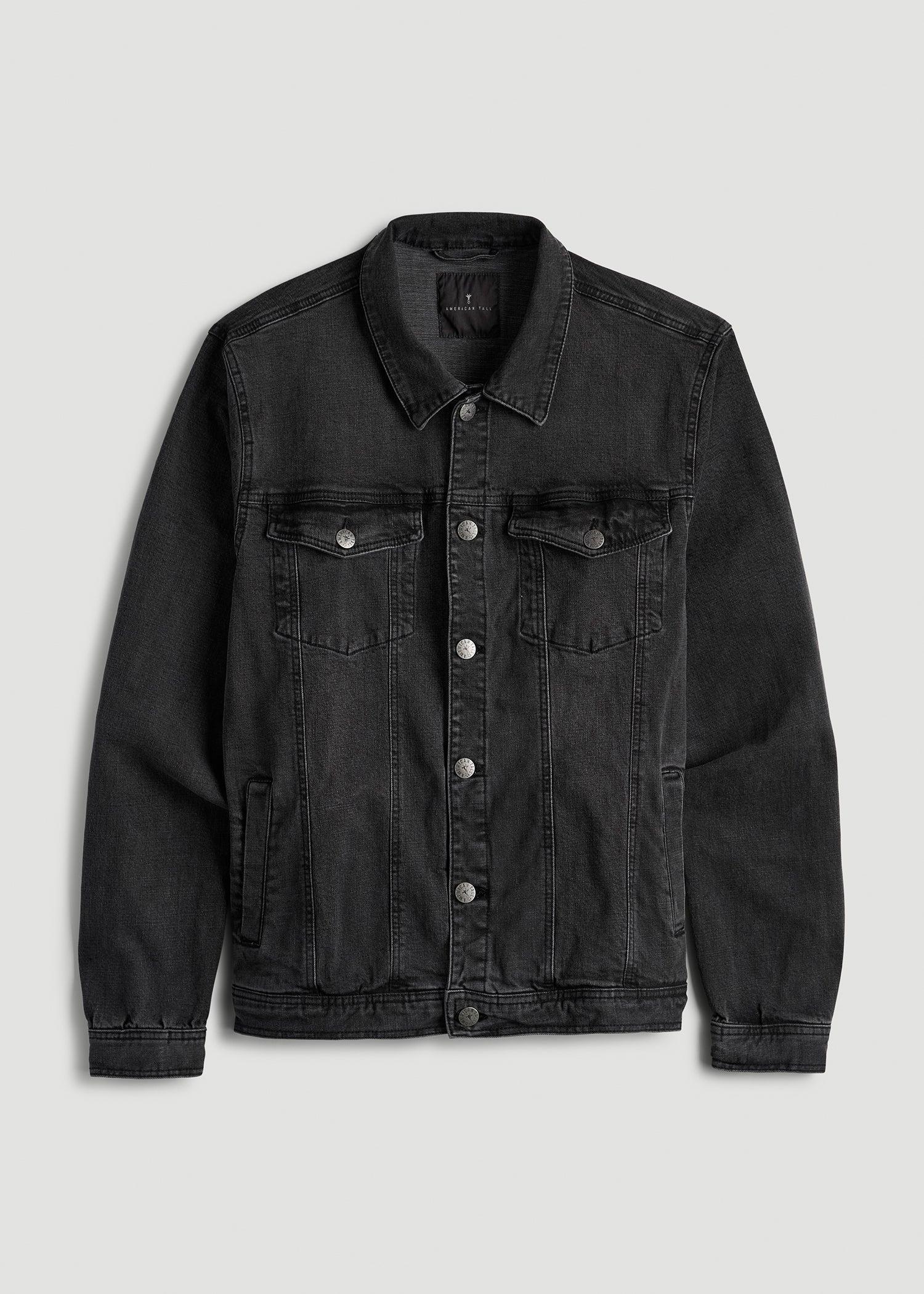Denim Trucker Jacket for Tall Men in Washed Black Male Product Image