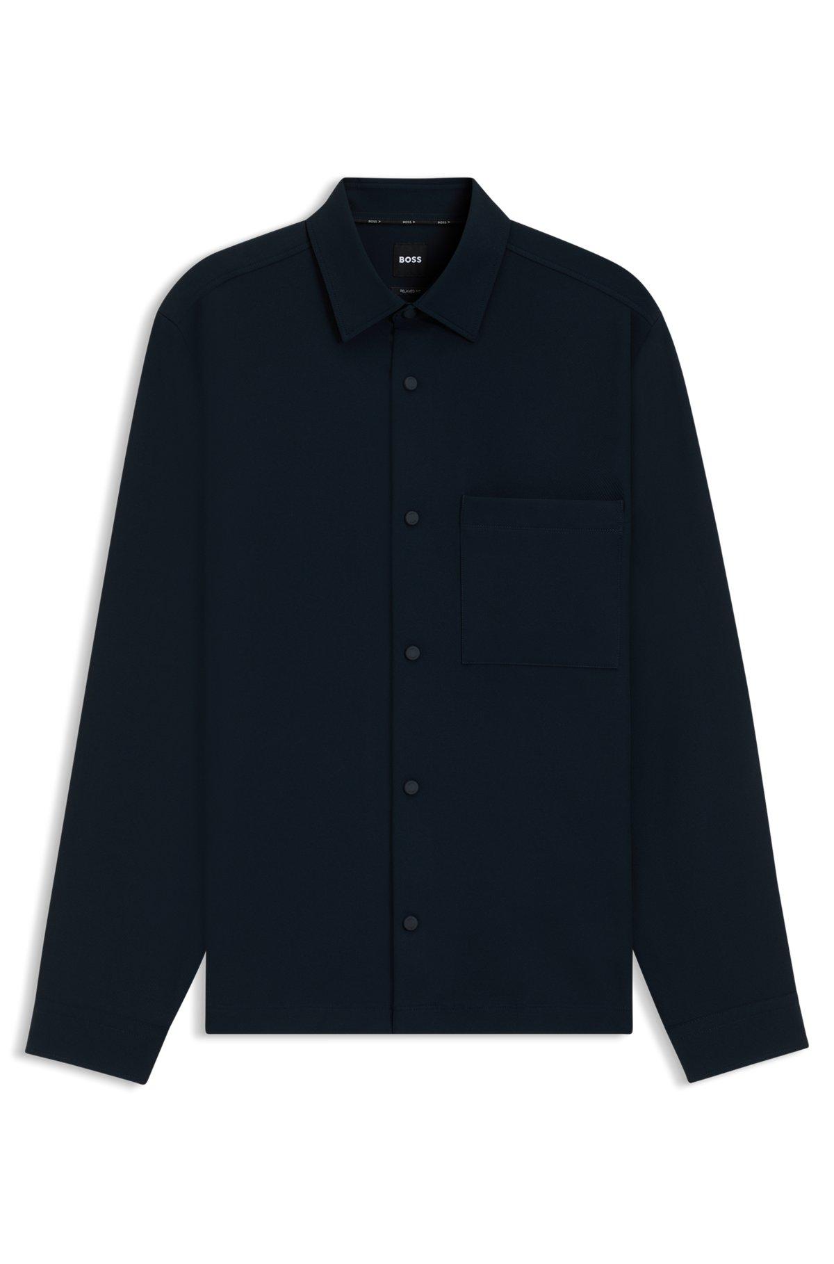 BOSS - Relaxed-fit shirt in performance-stretch twill - Dark Blue Product Image
